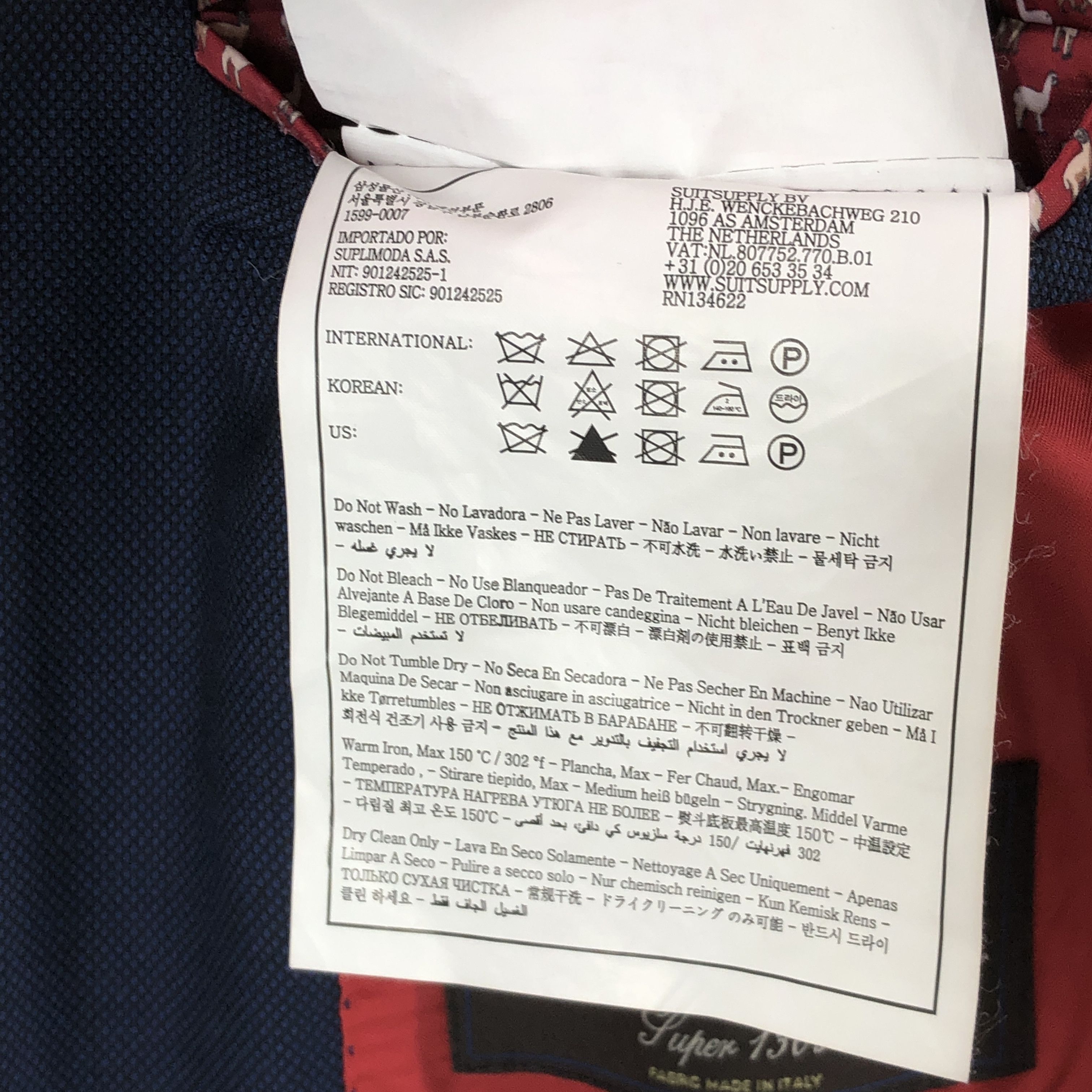 Suitsupply La Spalla Wool Blazer Size M (EU:50; UK:40; US:40R) Size 40R - 10 Thumbnail
