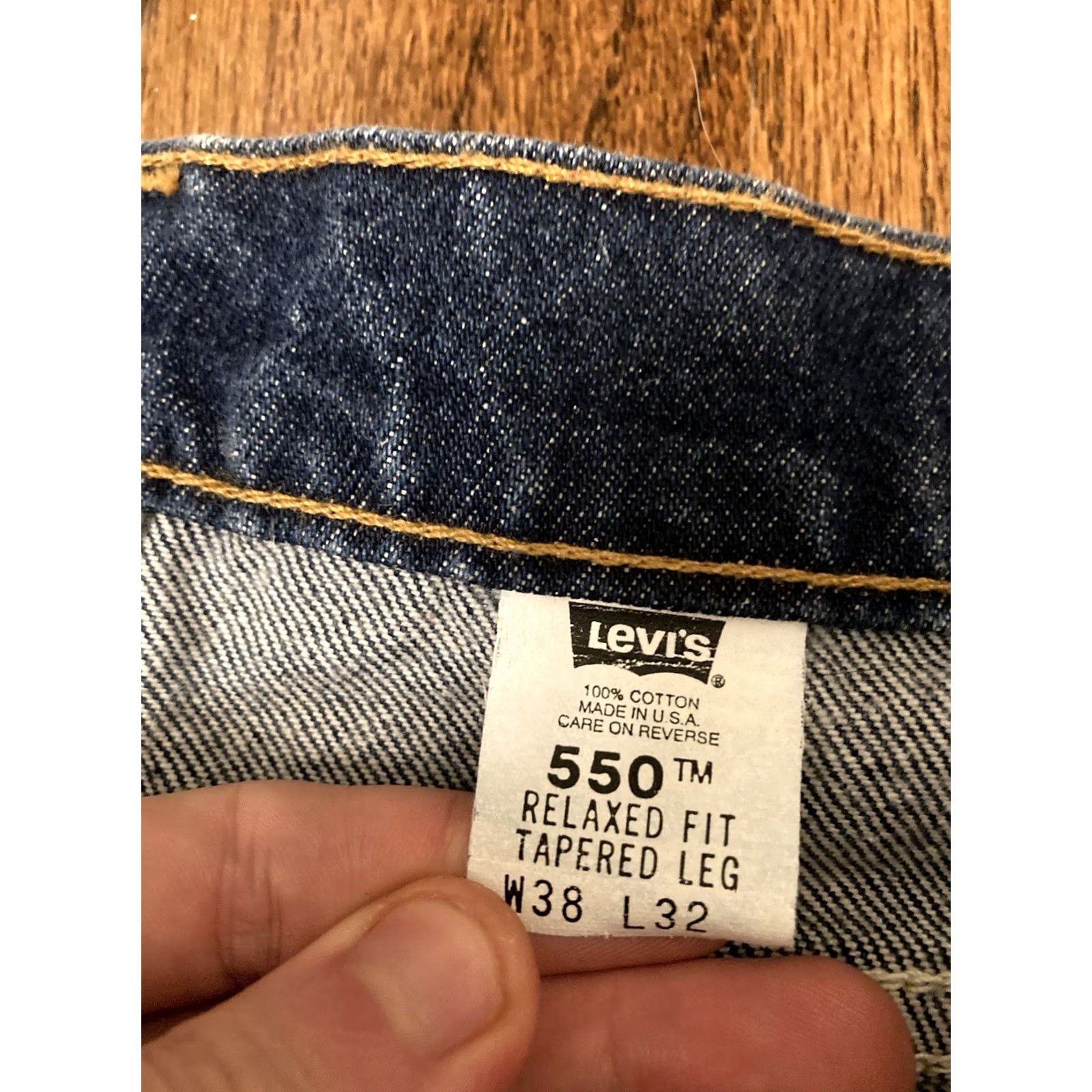 Levi's VINTAGE Levi's 550 Jeans Mens 38x32 (fits 36x32) Dark Blue Orange Tag USA Made 90s Size US 38 / EU 54 - 7 Thumbnail