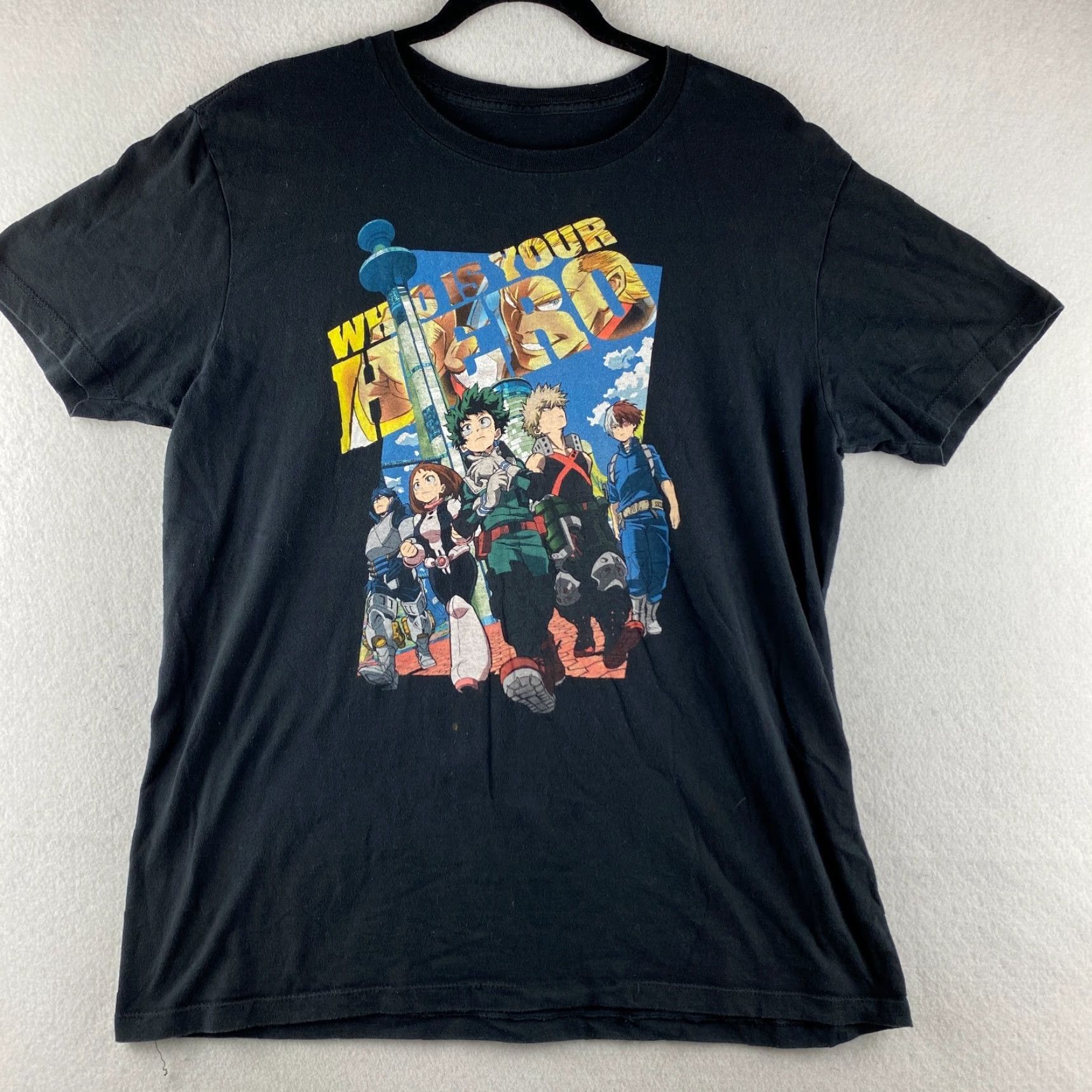 Vintage My Hero Academia Shirt Mens Large L Black Who Is Your Hero Graphic Manga Anime Size US L / EU 52-54 / 3 - 2 Thumbnail