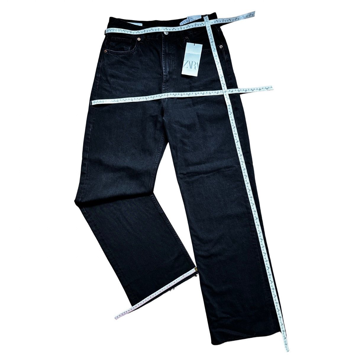 Zara ZARA High-Rise Wide-Leg Jeans in Washed Black Size 30" / US 8 / IT 44 - 5 Thumbnail