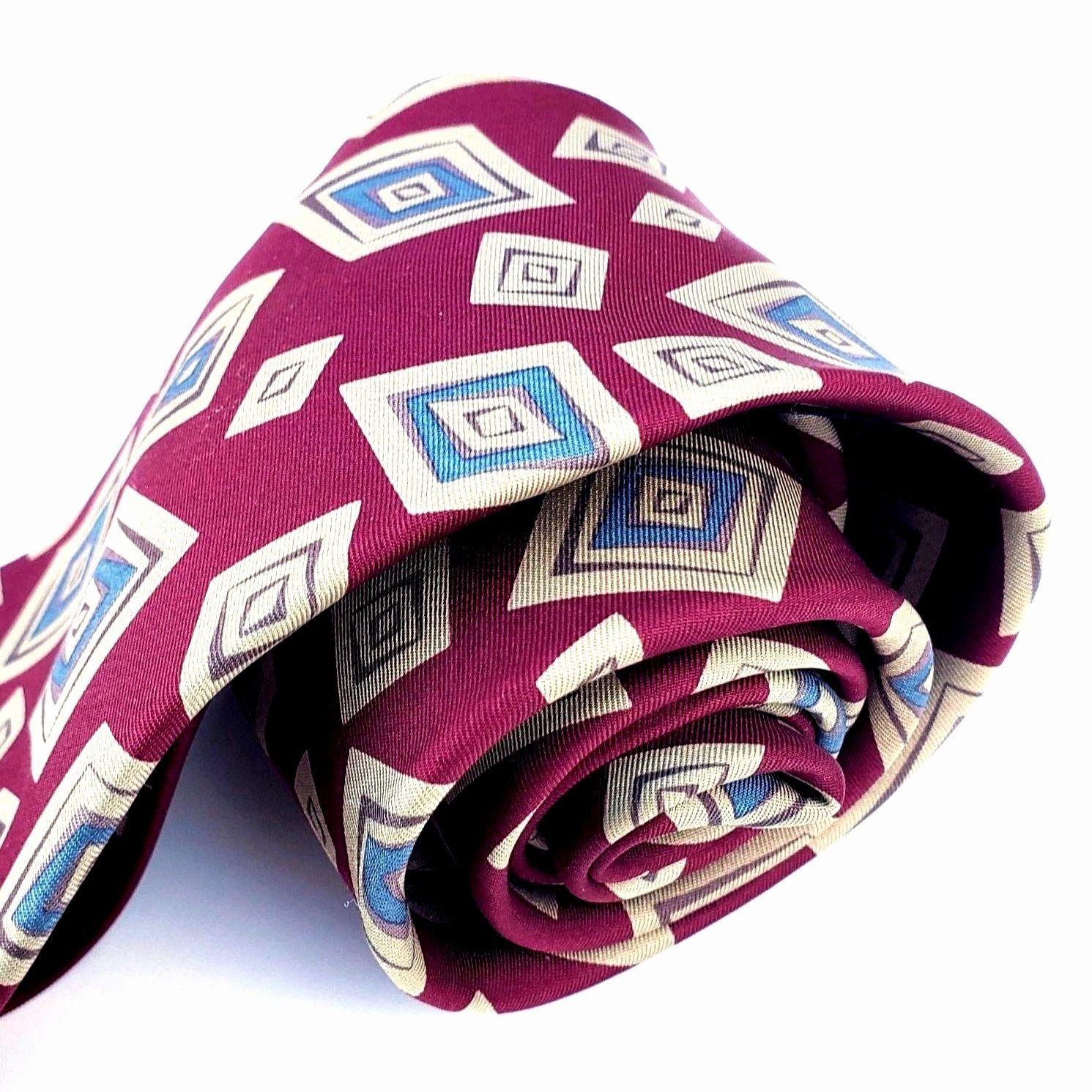 Burberry Burberrys of London Tie Silk Oxblood Abstract Pattern Cravat Size ONE SIZE - 1 Thumbnail