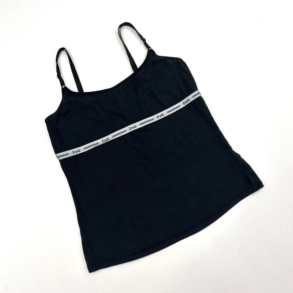 Dolce & Gabbana y2k D&G black tank top with white elastic logo Size L / US 10 / IT 46 - 1 Thumbnail