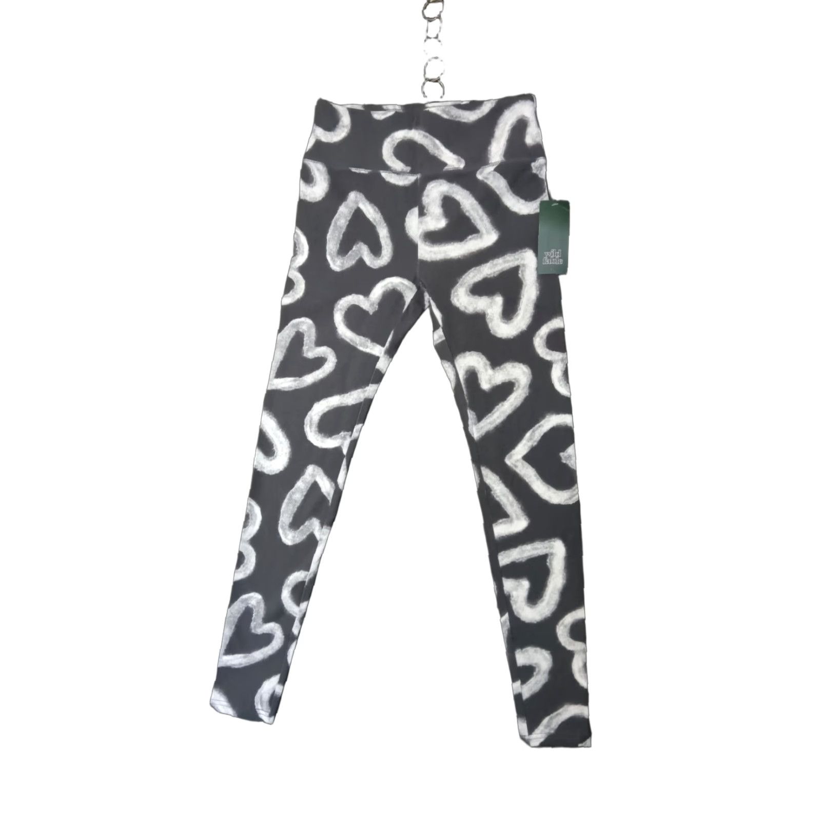 Vintage Wild Fable Leggings Women XS Gray High-Rise Heart Print Size 26" / US 2 / IT 38 - 1 Thumbnail