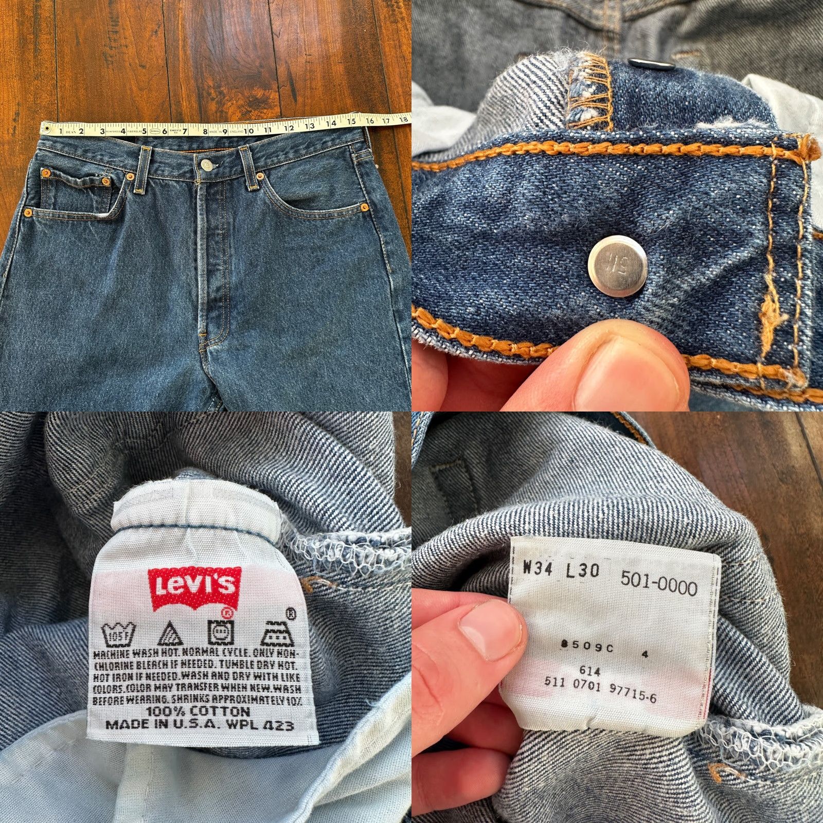 Levi's VTG Levi's 501 XX Jeans Denim Straight 34x30 Men USA 90s Capris Style Button Fly Vintage Levi's 501 Series Mens Jeans 34x30 Blue Size US 34 / EU 50 - 8 Thumbnail