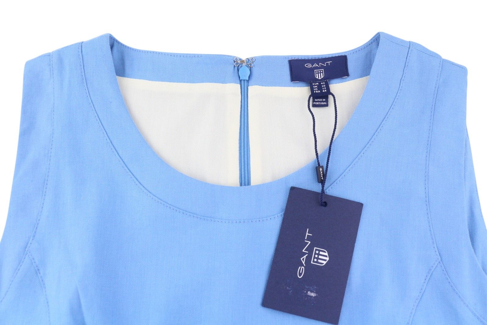 Gant LINEN EU42 Blue Sleeveless Crew Neck Dress 85007 Size L / US 10 / IT 46 - 4 Thumbnail
