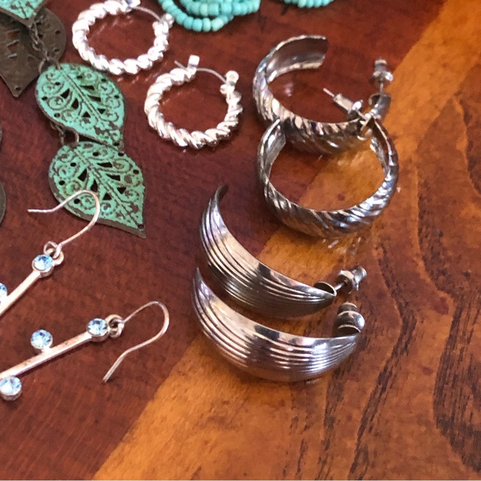 Vintage Lot of silver and blue tone pierced earring lot Size ONE SIZE - 6 Thumbnail