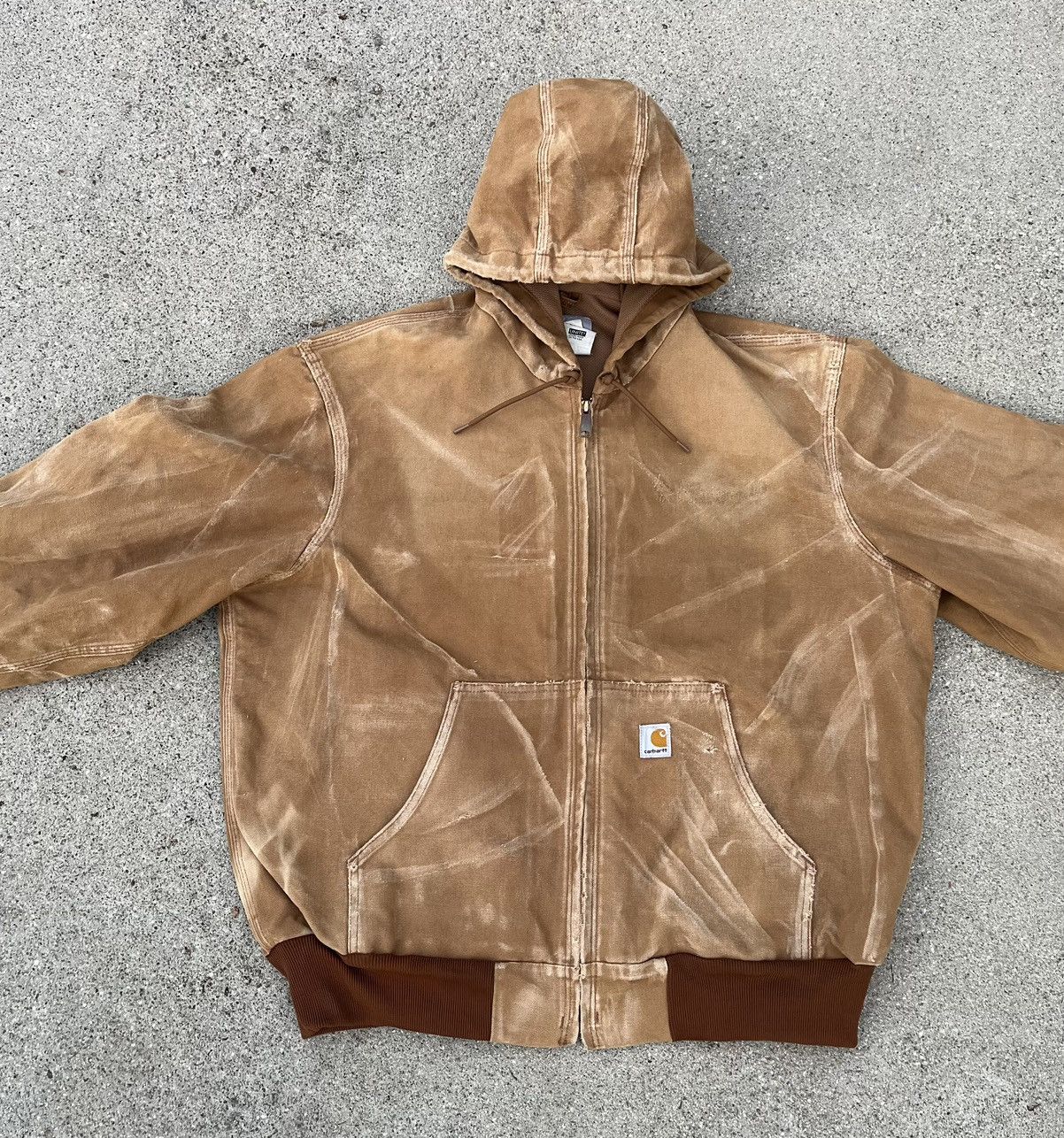 Carhartt Custom Carhartt Jacket Hoodie Sun Faded Distressed Thermal Size US XL / EU 56 / 4 - 2 Thumbnail