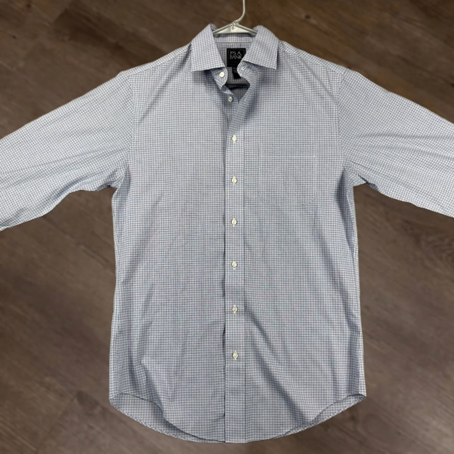 Jos. A. Bank Jos. A. Bank Shirt Mens 15-35 Traveler Blue Plaid Dress Tailored Fit Button Up Shirt Size 40R - 1 Thumbnail