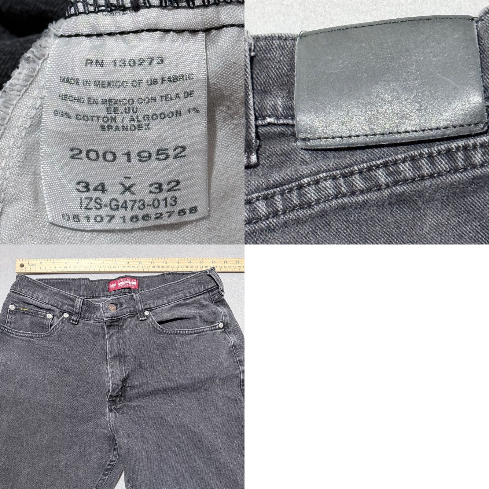 Lee Lee Jeans Men Black Denim Zip-Fly Stretch 34x32 Straight-Leg Premium Select Brand Logo 5-Pocket Men's Jeans Size US 34 / EU 50 - 9 Thumbnail