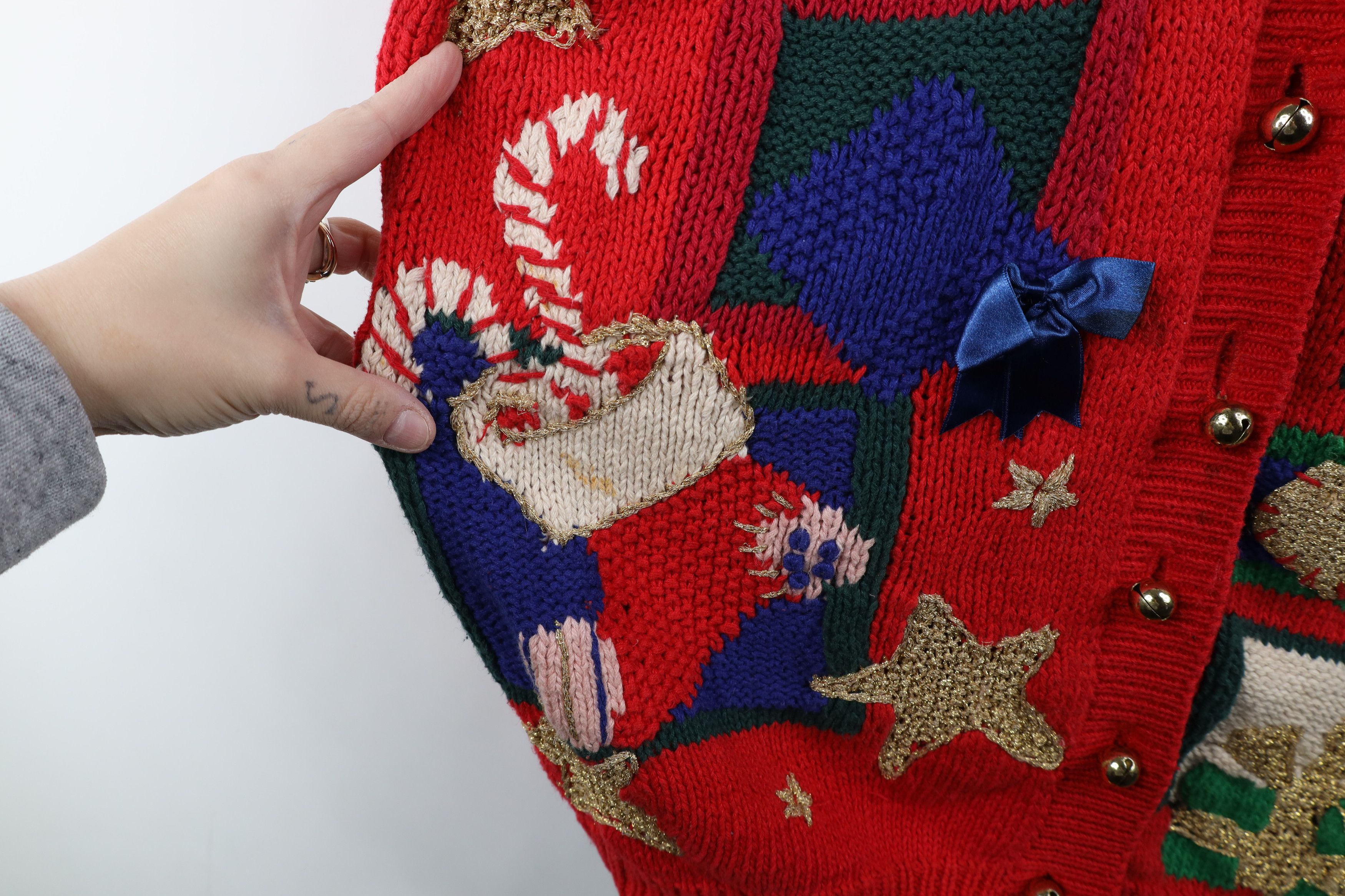 Vintage Vintage 90s Streetwear Bells Christmas Cardigan Sweater Size L / US 10 / IT 46 - 5 Thumbnail