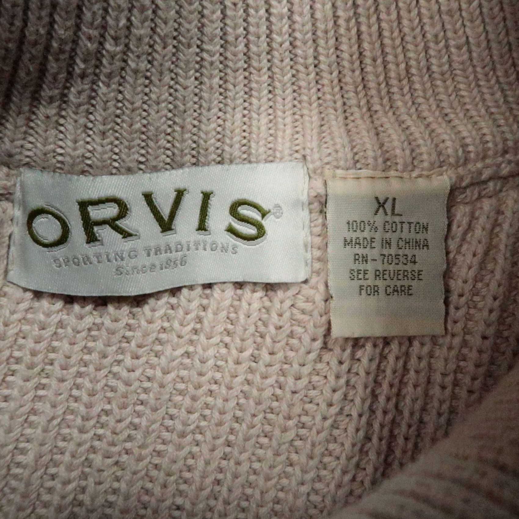 Orvis Orvis Sweater Mens XL Beige Tan Pullover 1/4 Zip Knit Mock Neck Long Sleeve Regular Size US XL / EU 56 / 4 - 4 Thumbnail