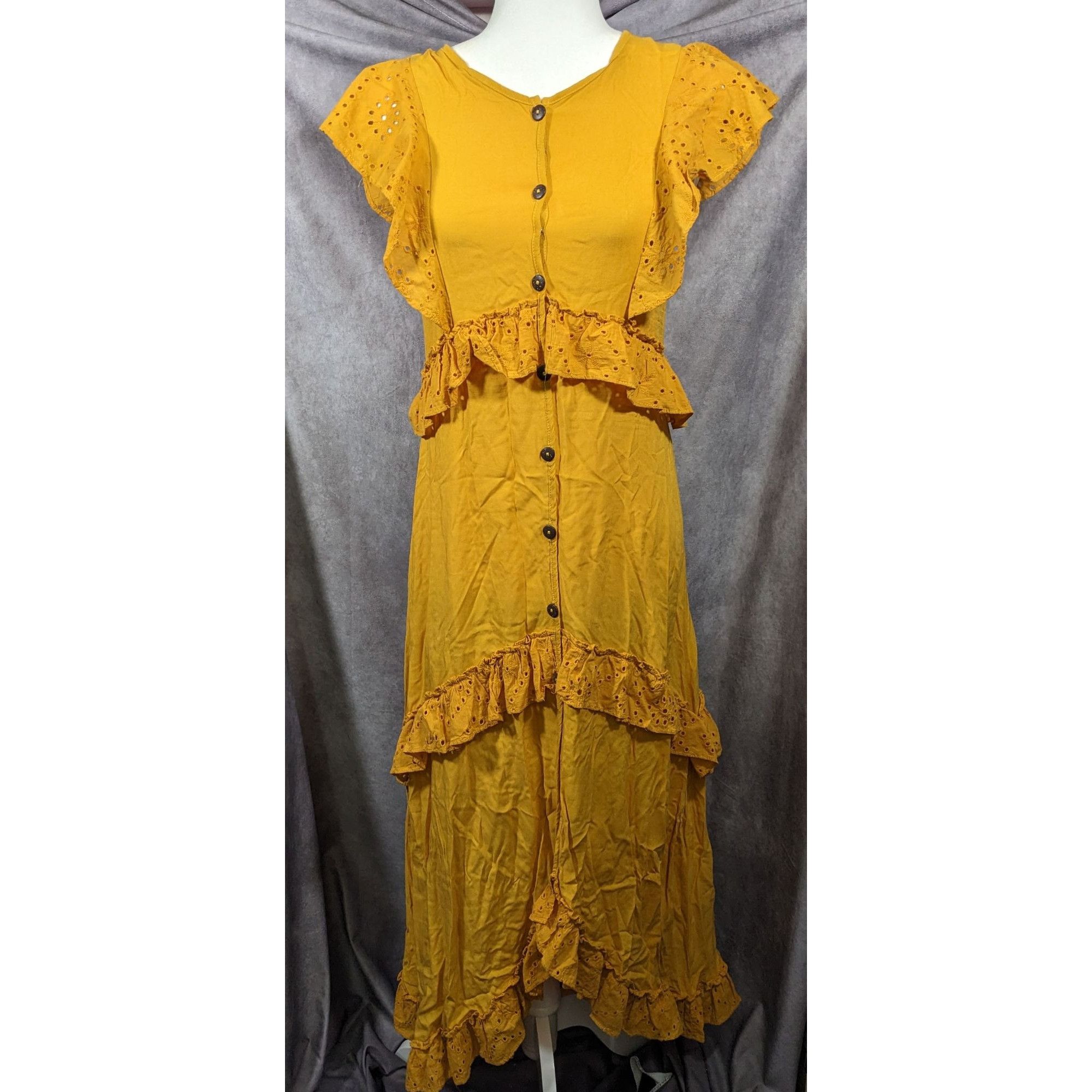 Other Vintage Mustard The Cove Atlantis Ruffle Maxi Dress Size Sma Size S / US 4 / IT 40 - 8 Thumbnail