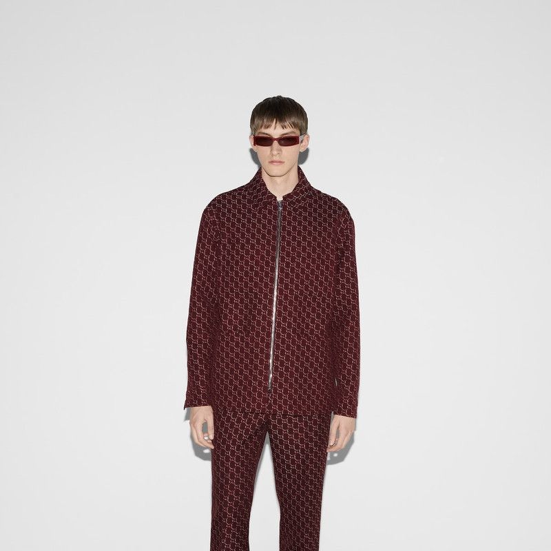 Gucci o1loc1c1225 803984 Wool Jacket With GG Shadow in Red Size US M / EU 48-50 / 2 - 6 Thumbnail