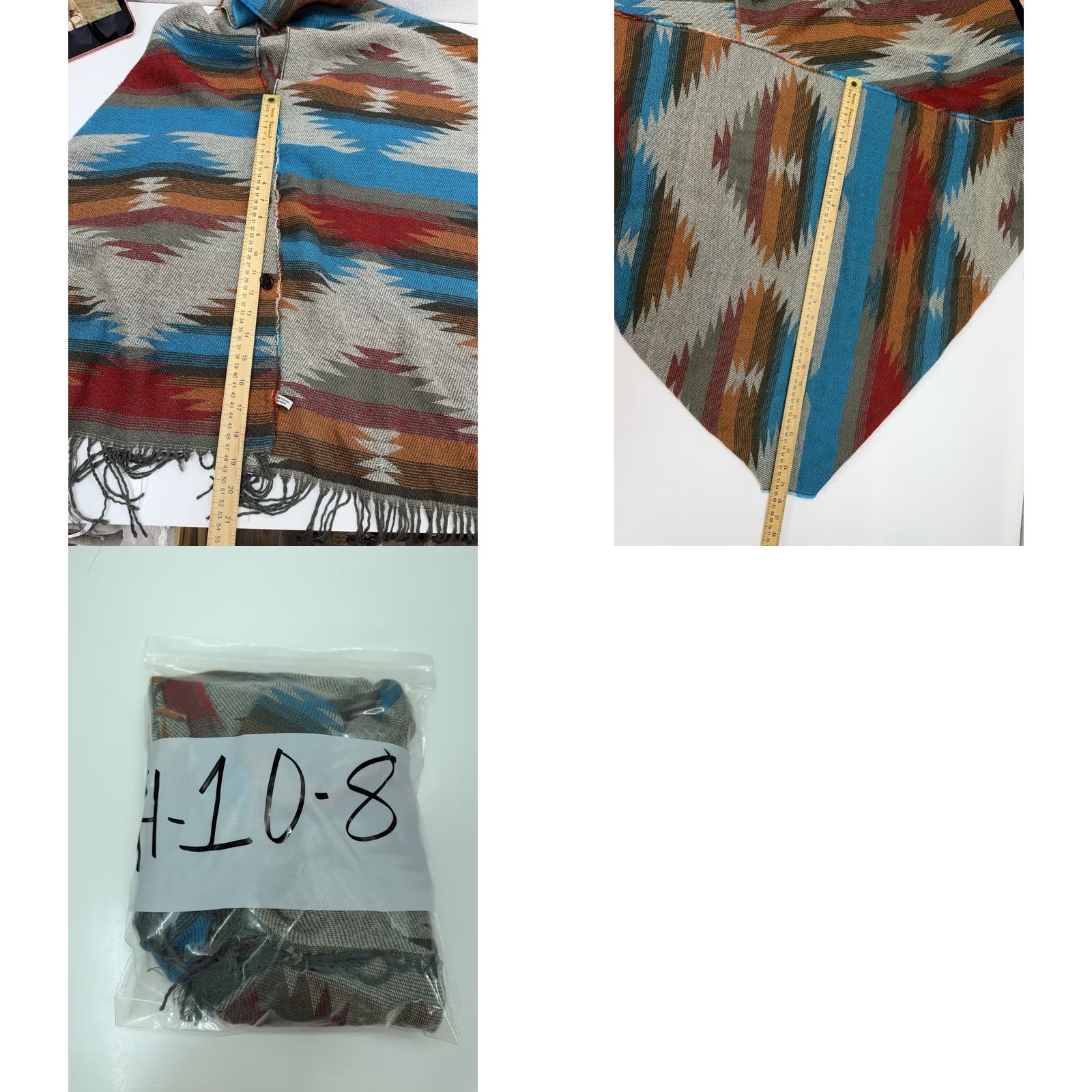 Vintage Unbranded Womens Poncho Shawl One Size Button Up Fringe Southwestern Aztec Print Purple SDN Size ONE SIZE - 8 Thumbnail