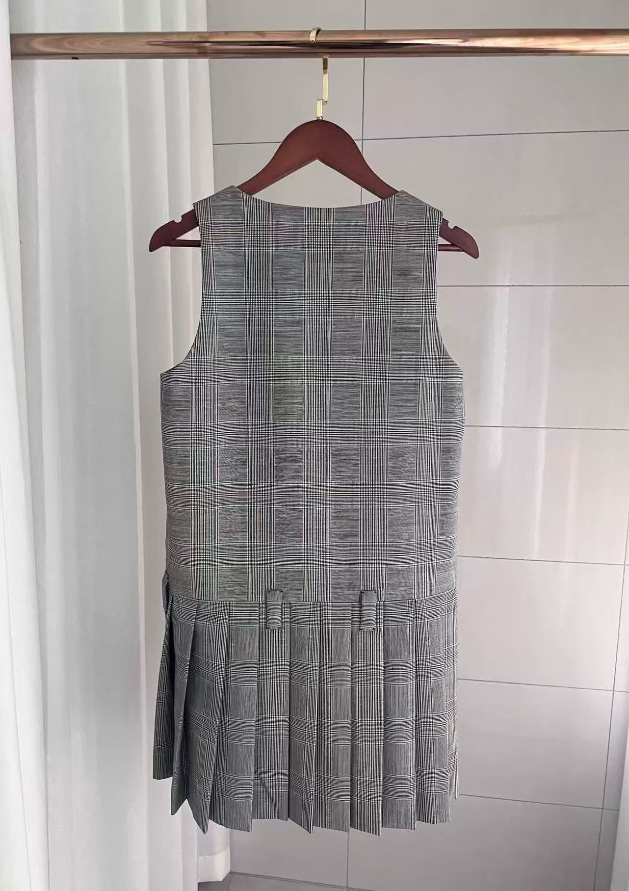 Miu Miu MIU MIU Check Logo Print Crew Sleeve Mini Dress 38 Size XS / US 0-2 / IT 36-38 - 2 Thumbnail