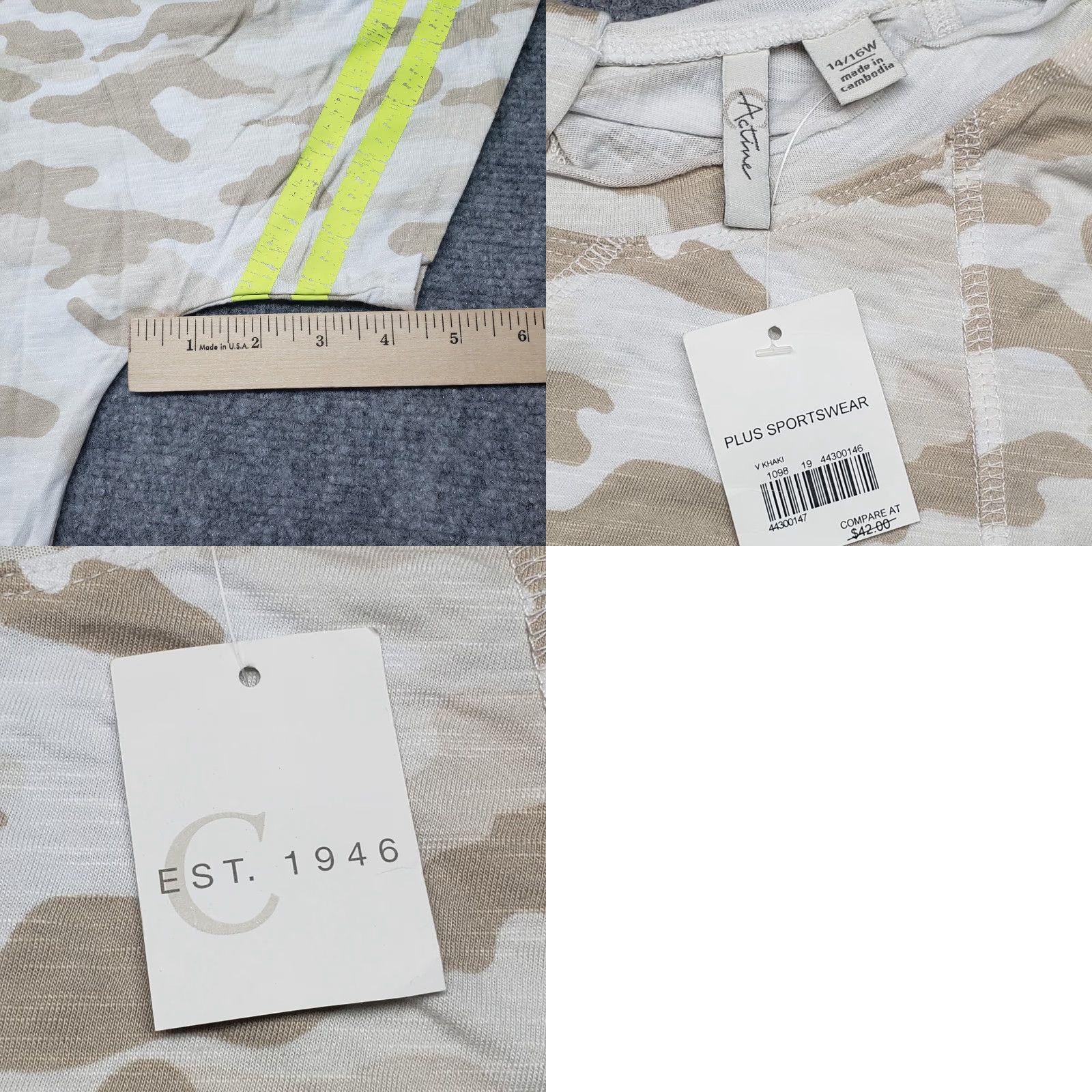 Vintage Acttive Shirt Womens 14 16W Plus Camo Number 29 Sportswear Short Sleeve Tee New Size XXL / US 16-18 / IT 52-54 - 8 Thumbnail