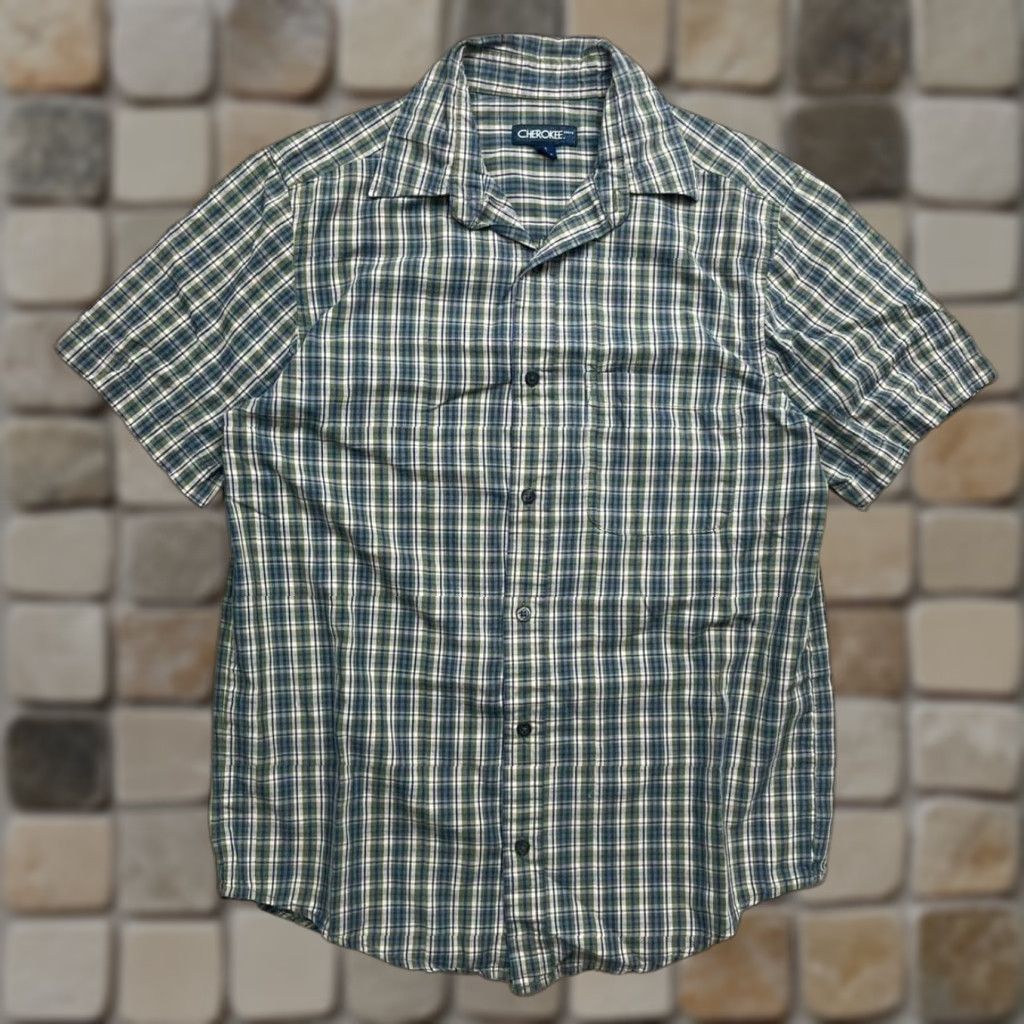 Cherokee VINTAGE Y2K Cherokee Button Shirt Green Plaid Short Sleeve Mens Small Size US S / EU 44-46 / 1 - 1 Thumbnail