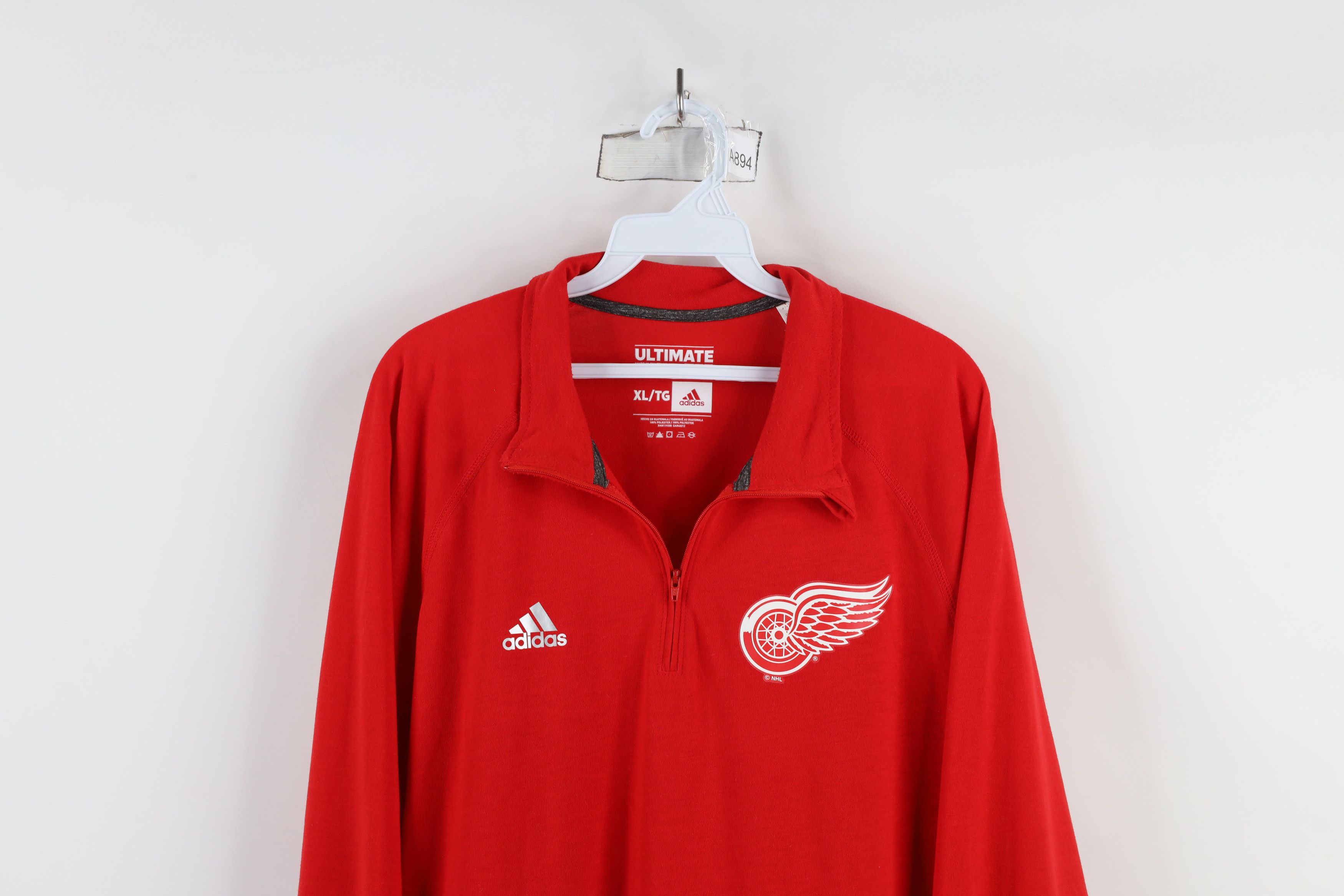 Adidas × Vintage Adidas Red Wings Hockey Half Zip Pullover Top Jacket Red Size US XL / EU 56 / 4 - 2 Thumbnail