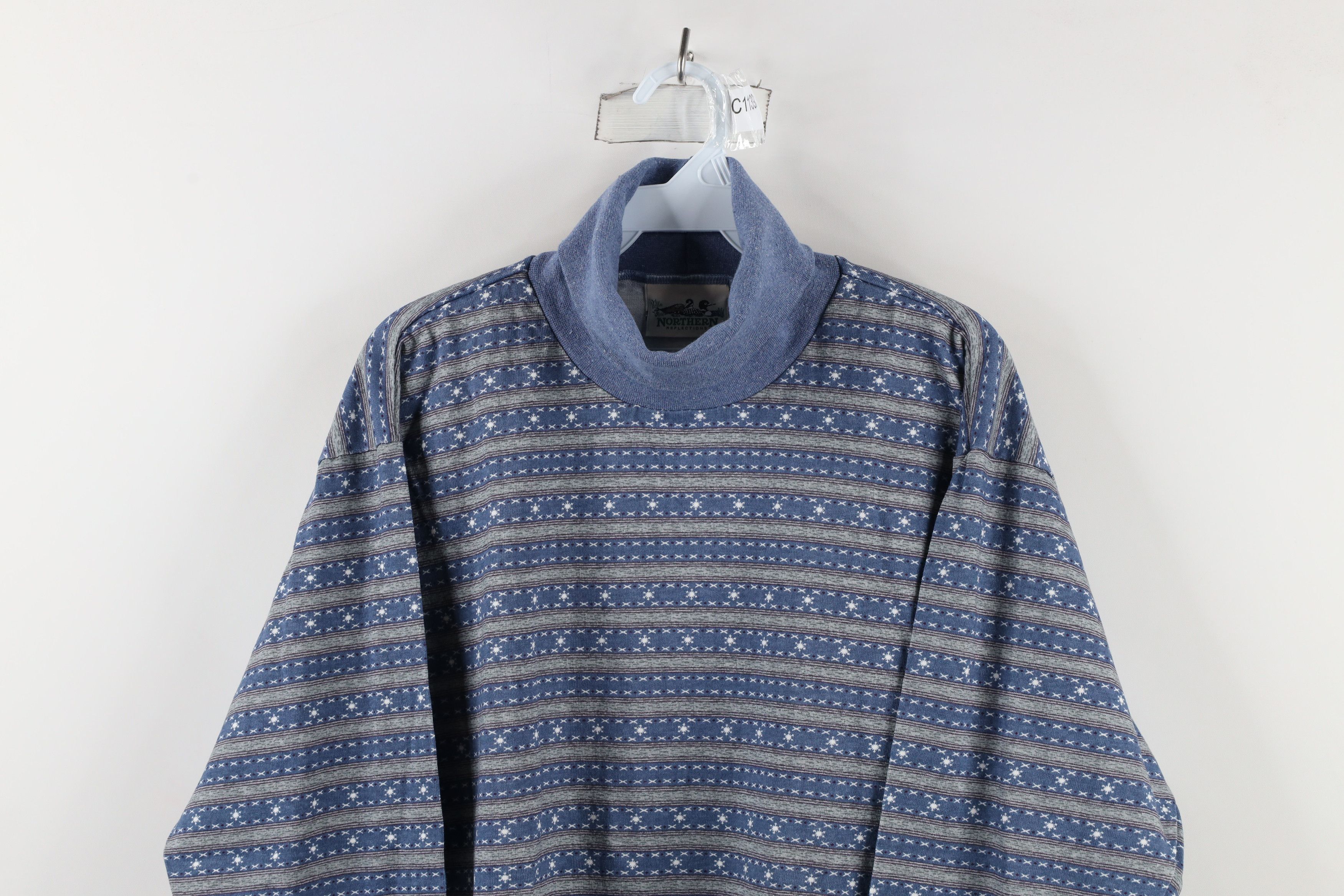 Vintage Vintage 90s Streetwear Snowflake Fair Turtleneck T-Shirt Size L / US 10 / IT 46 - 2 Thumbnail