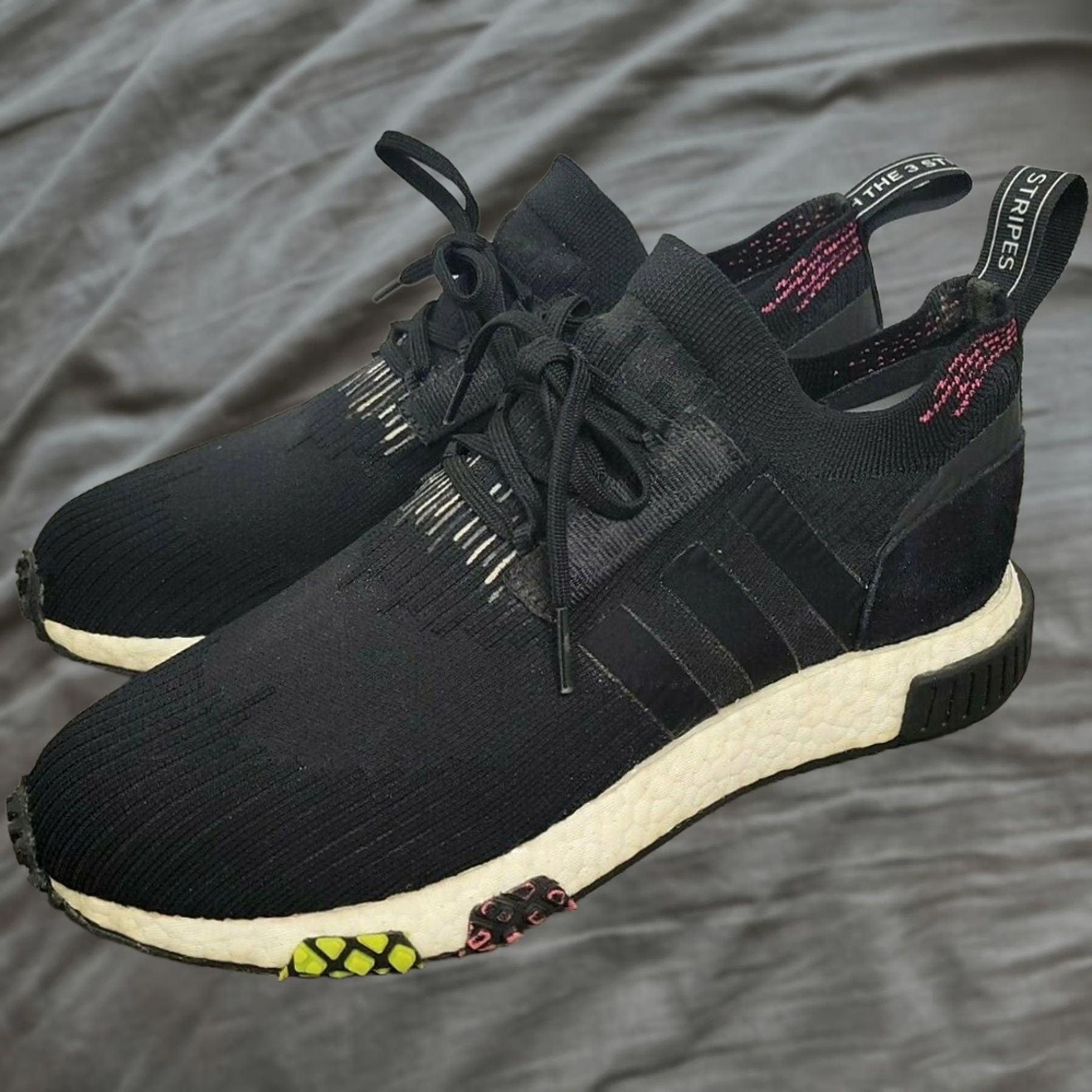 Adidas Adidas NMD Racer PK Primeknit Core Black White Pink Boost Size 8 CQ2441 Size US 8 / EU 41 - 1 Thumbnail