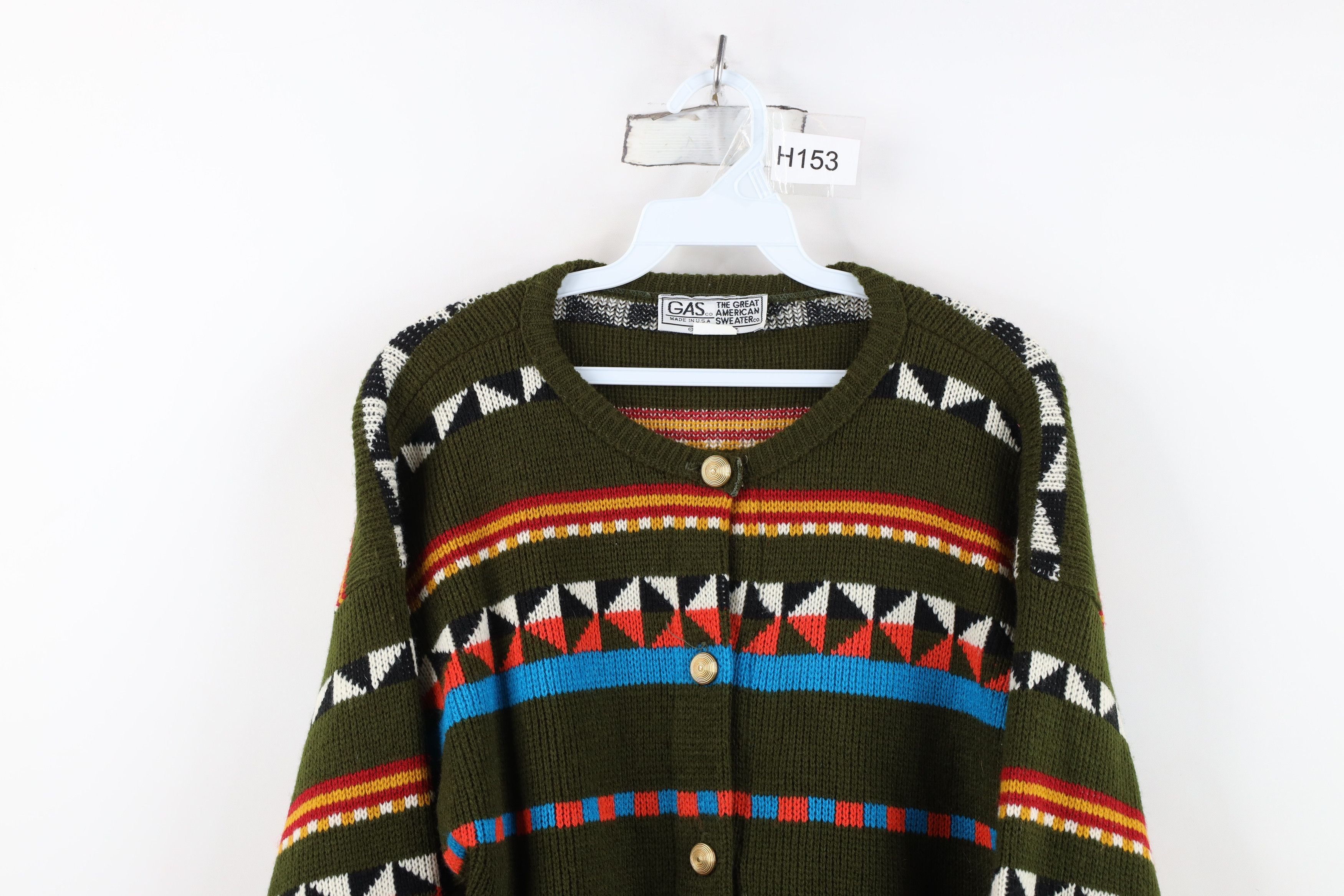 Vintage Vintage 80s Streetwear Geometric Knit Cardigan Sweater USA Size M / US 6-8 / IT 42-44 - 2 Thumbnail