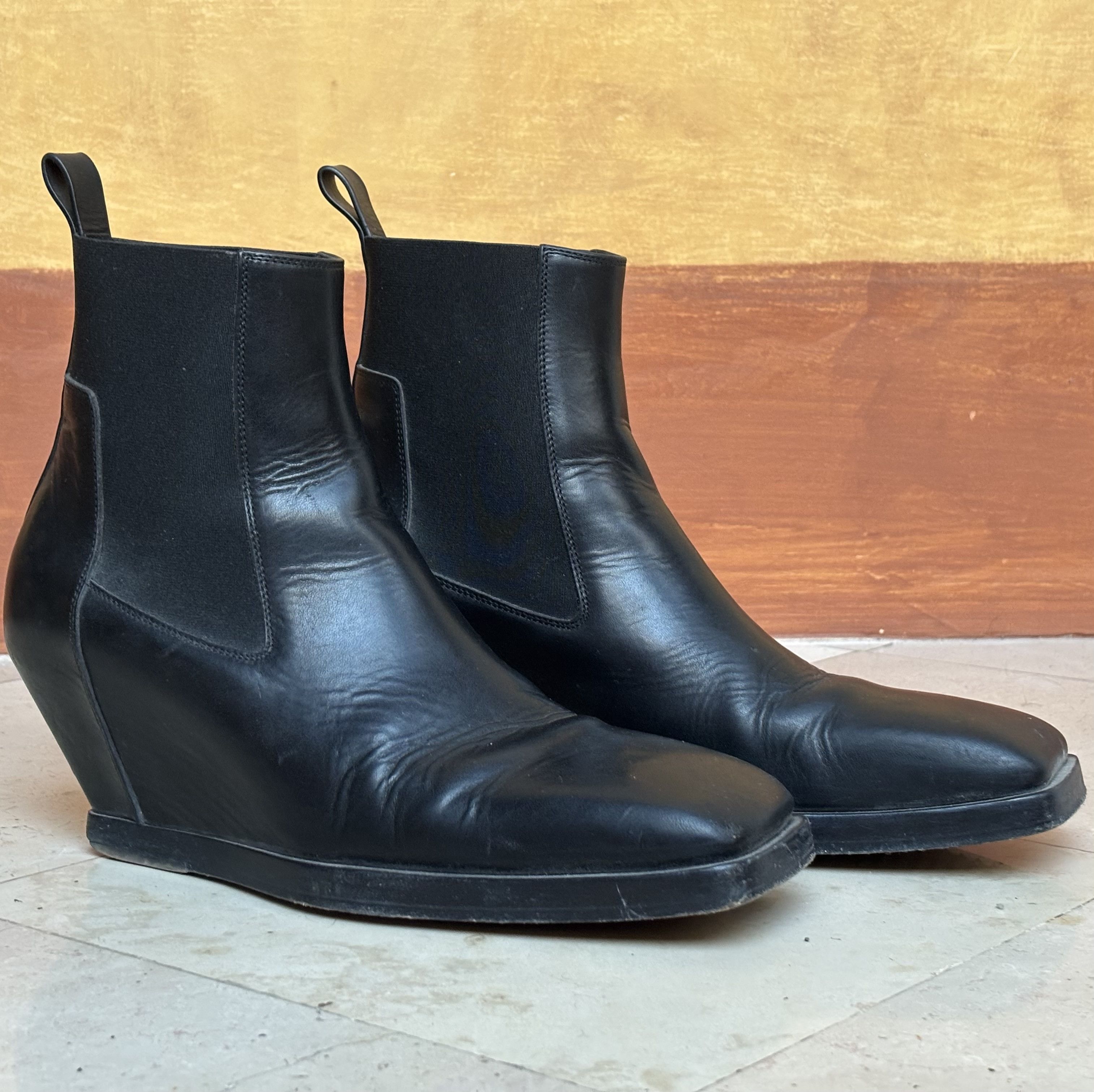 Rick Owens Fogachine Fog Pocket Moto Bevel Heeled Platform Kiss
