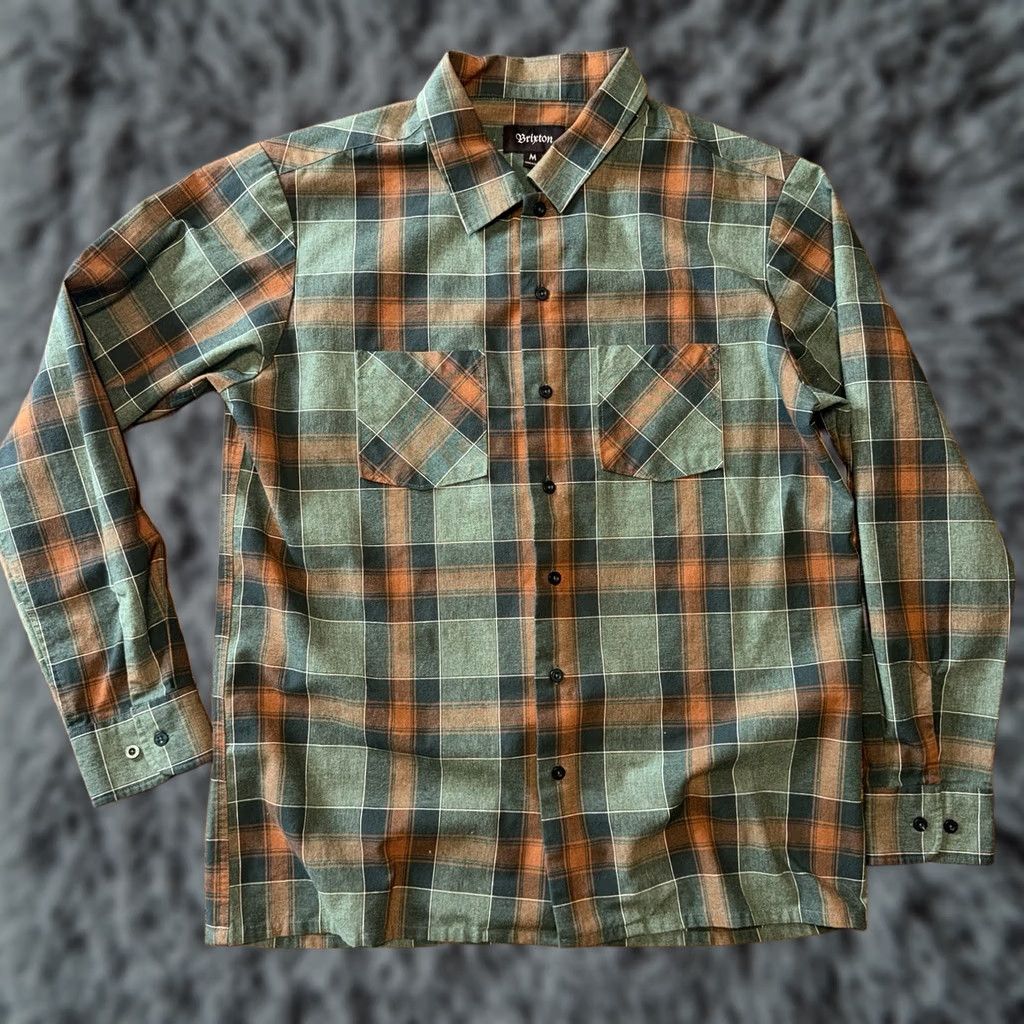 Brixton Brixton Lightweight Shirt Mens M Button-Up Green Plaid Pocket Shirt Size US M / EU 48-50 / 2 - 1 Thumbnail