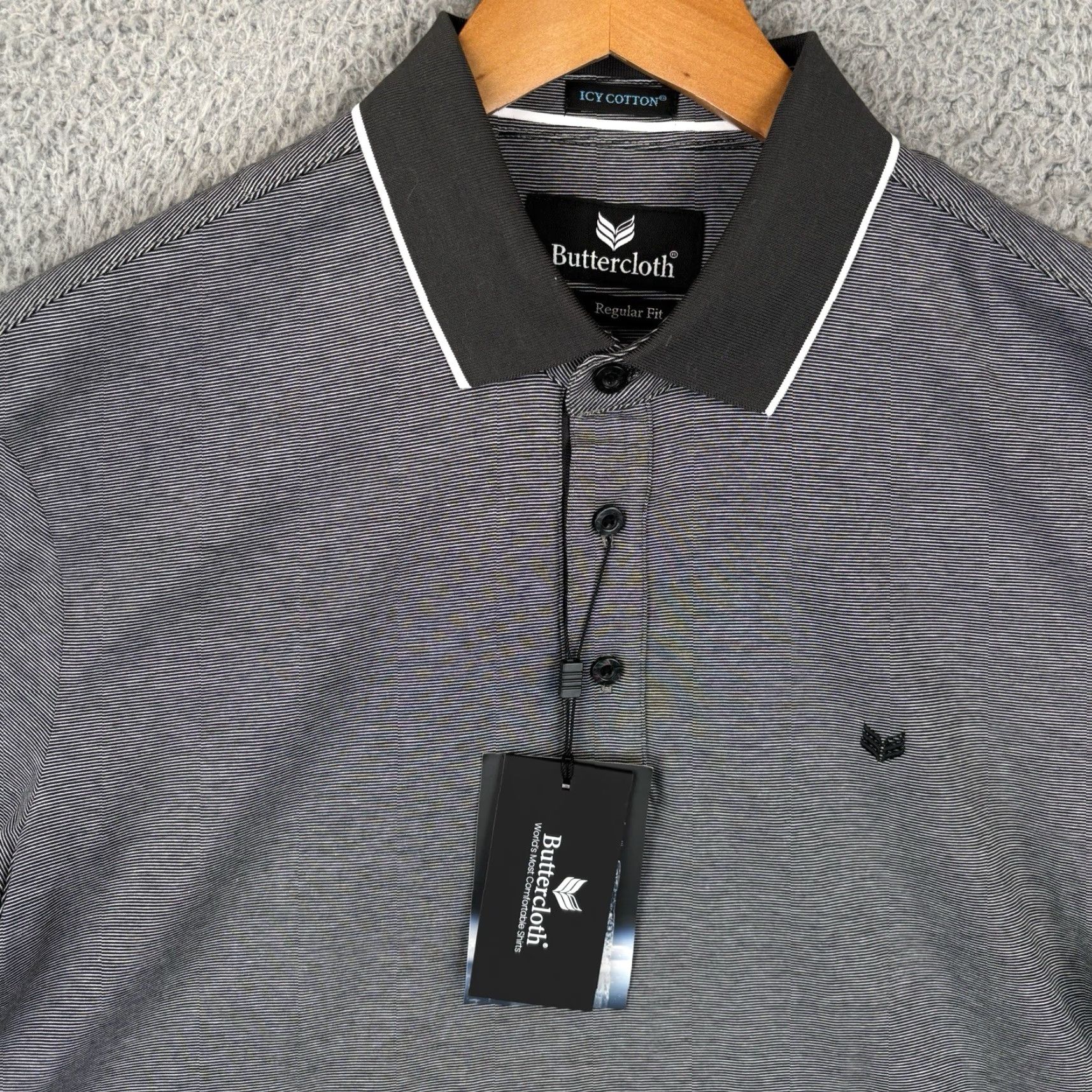 Vintage Butter Cloth Polo Shirt Men M Charcoal Icy Cotton Regular Fit Golf Shirt Size US M / EU 48-50 / 2 - 2 Thumbnail