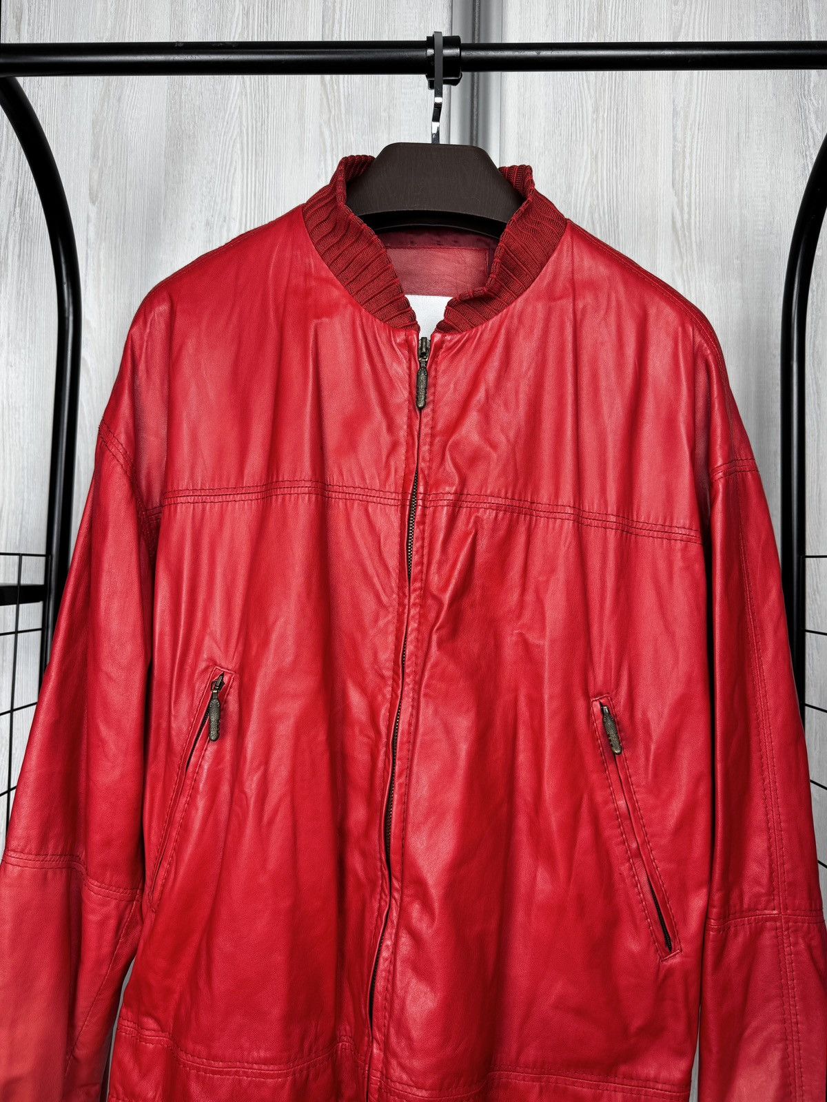 Gimo's Gimo’s red real leather bomber jacket vintage Size US L / EU 52-54 / 3 - 3 Thumbnail