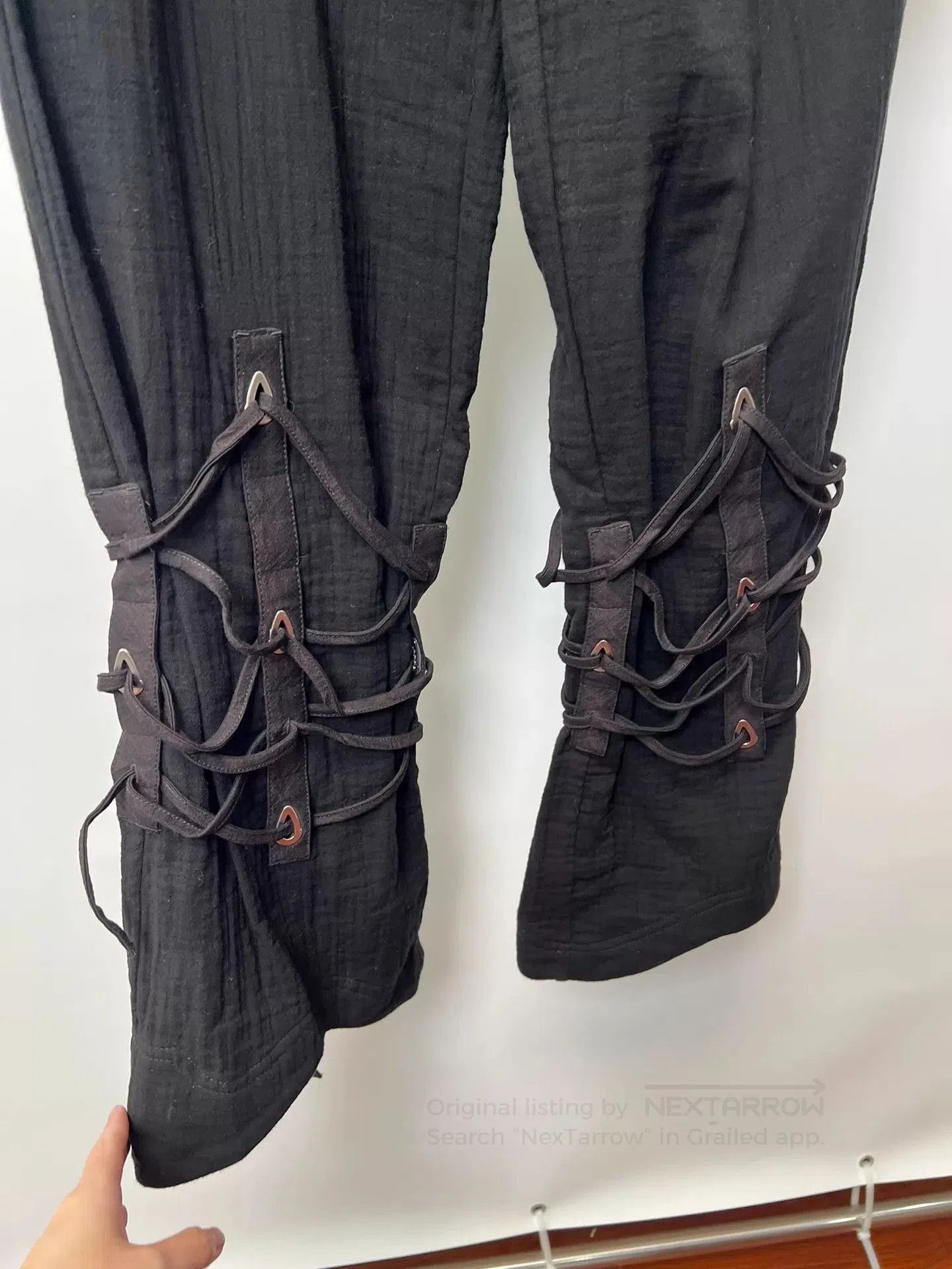 Kiko Kostadinov Black Casual Pants with Lace-Up Ankle Detail Size 32. Size US 32 / EU 48 - 9 Thumbnail