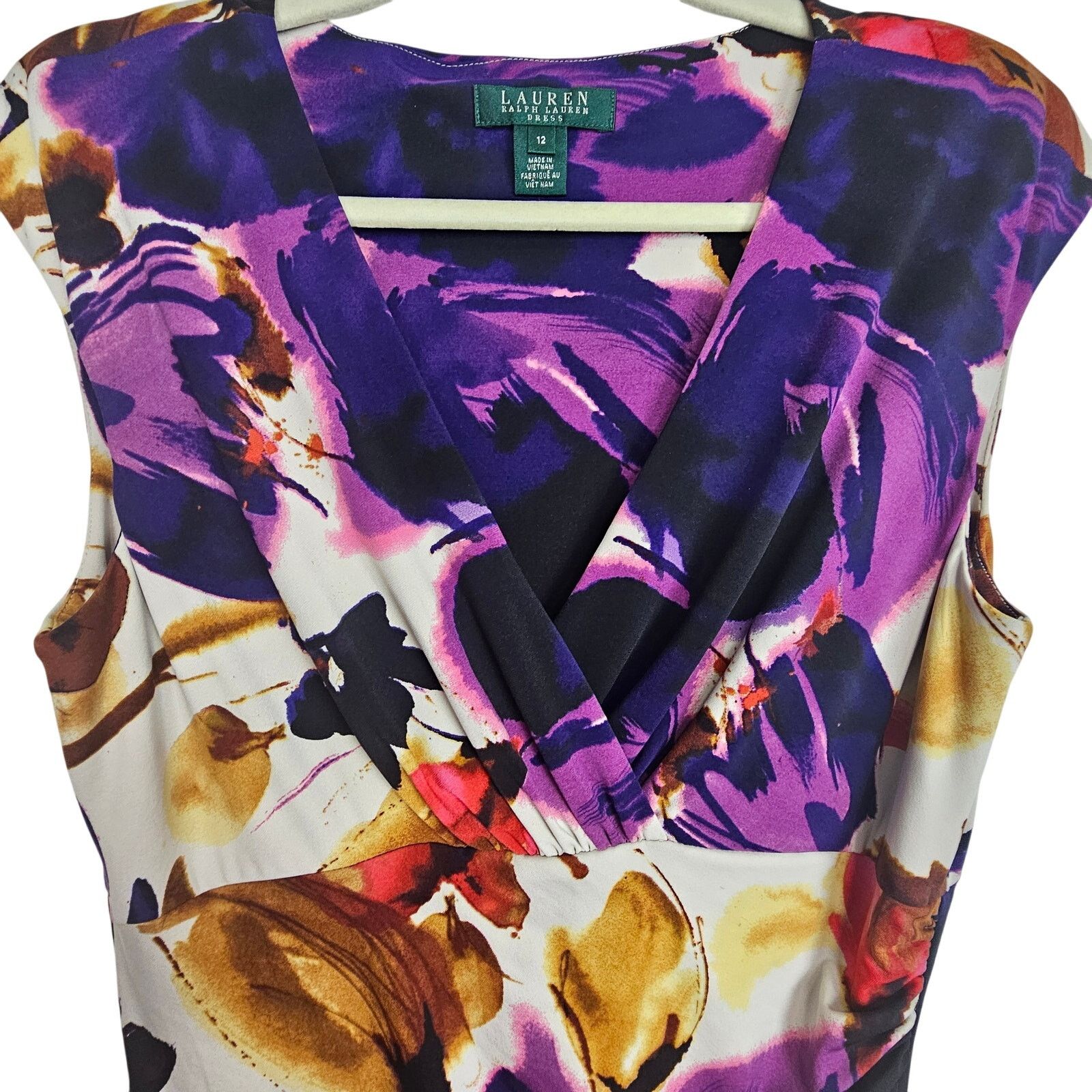 Lauren Ralph Lauren Lauren Ralph Lauren Womens Floral Sheath Dress 12 Ruched Size L / US 10 / IT 46 - 2 Thumbnail