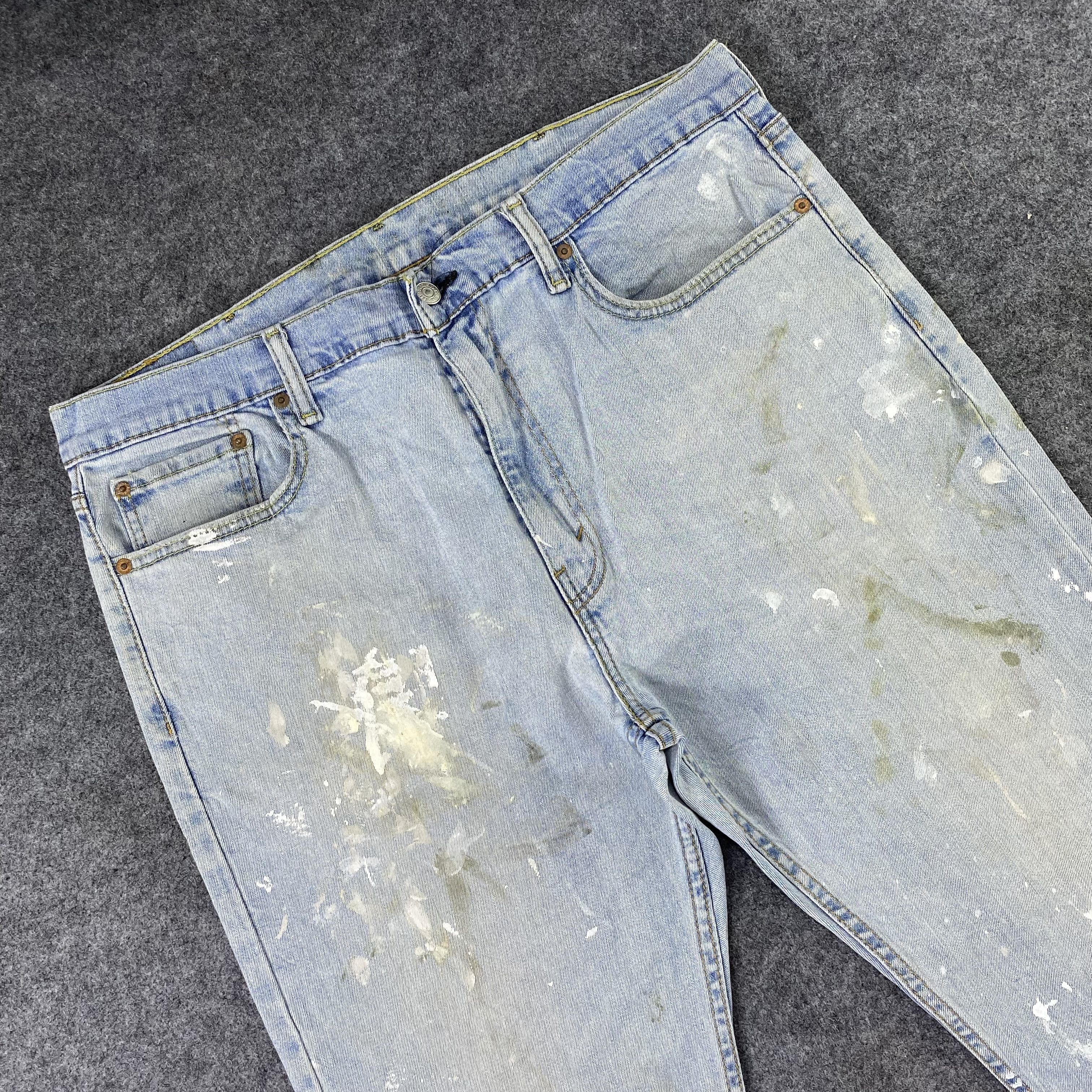 Jean × Levi's × Vintage Levis 502 Painted Light Blue Wash Jeans-J1146 Size US 38 / EU 54 - 3 Thumbnail