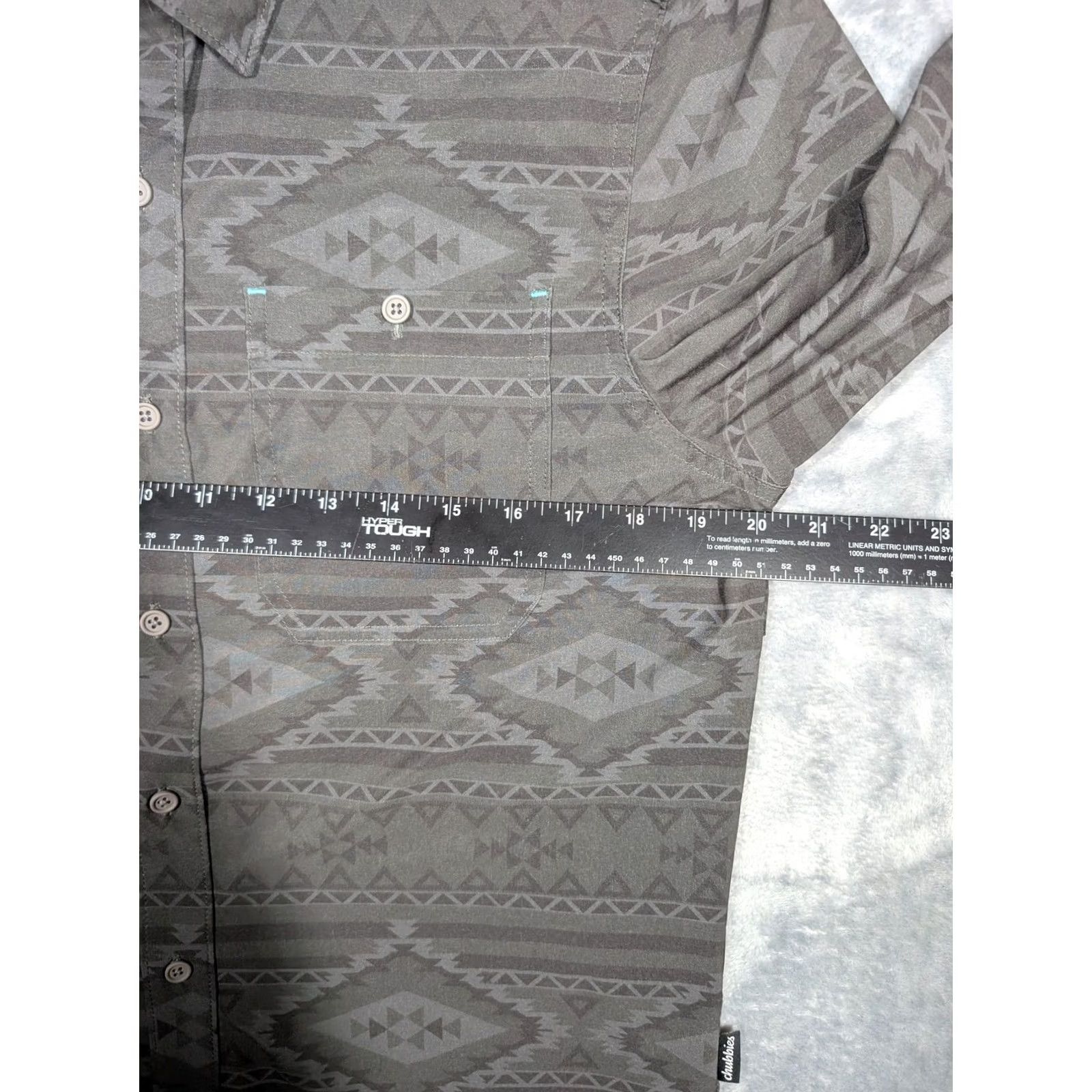 Chubbies Chubbies Shirt Mens Small Gray Aztec Geometric Long Sleeve Button Up Casual Size US S / EU 44-46 / 1 - 3 Thumbnail