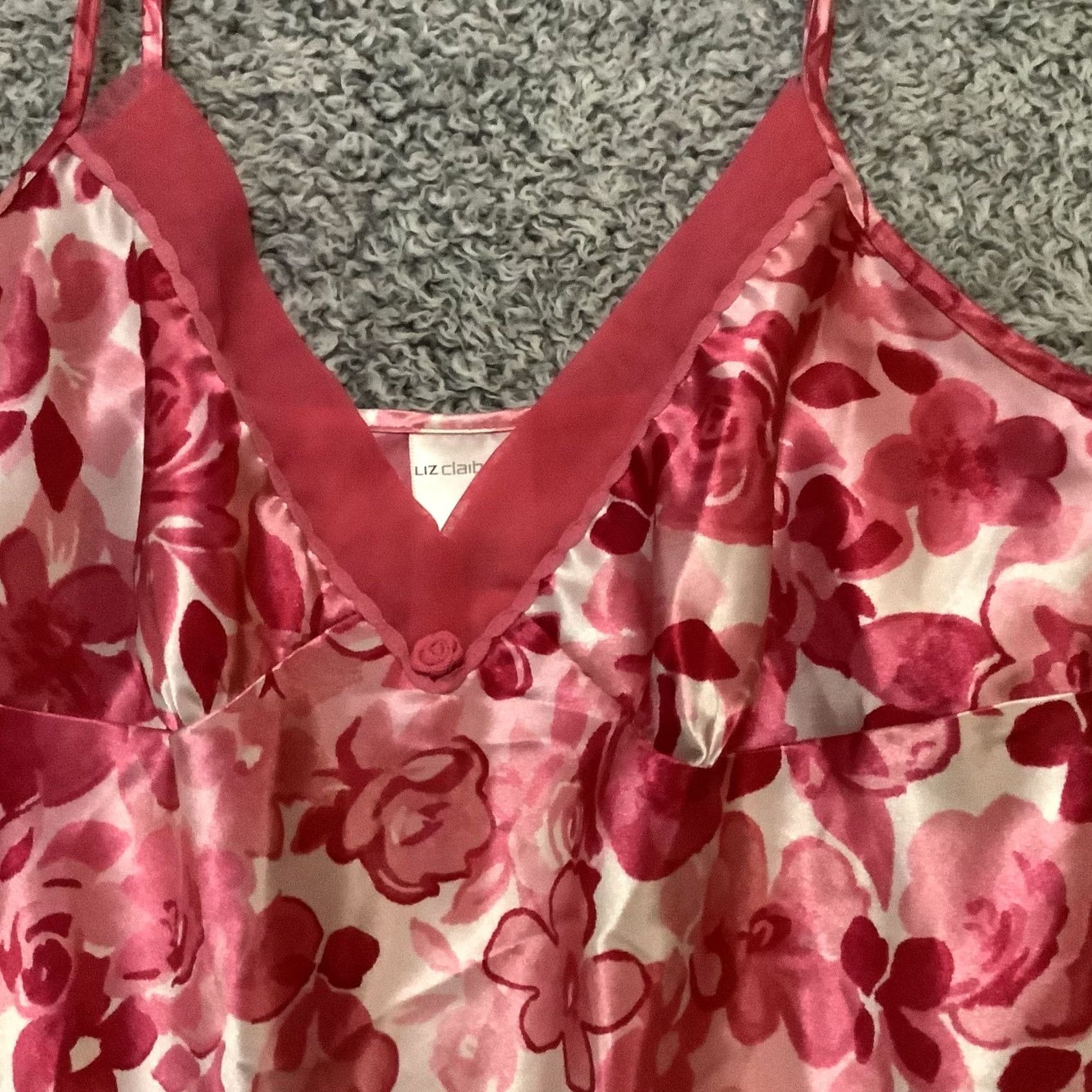 Liz Claiborne Liz Claiborne Pink Floral Satin Nightgown Lingerie Camisole M Womens Adjustable Strap Satin Vintage No Size ONE SIZE - 2 Thumbnail