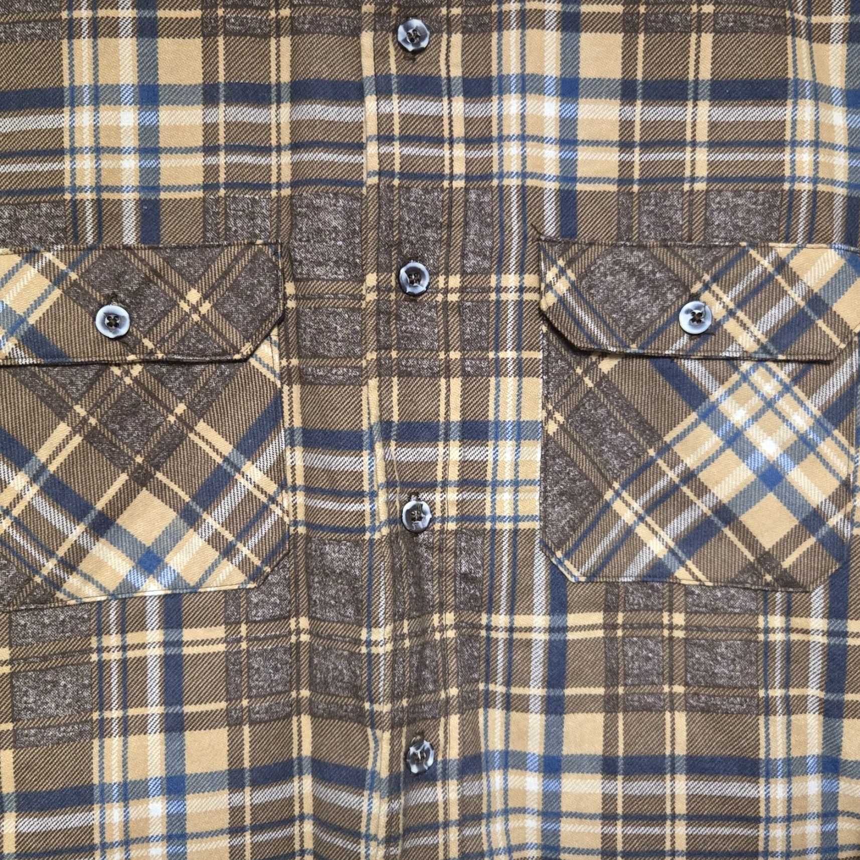 Sears VINTAGE Sears Fieldmaster Flannel Shirt Mens Large Tall Plaid Lined 70s Perma Prest Button-Up Knit Quilted Brown Cotton Polyester Shirt Size US L / EU 52-54 / 3 - 3 Thumbnail