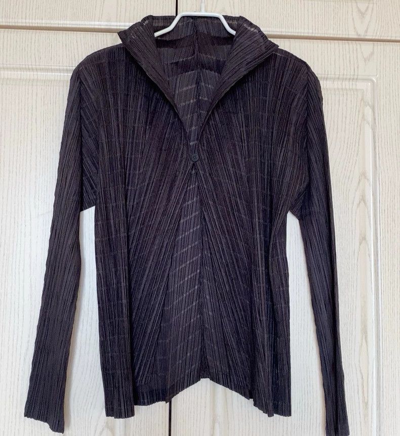 Issey Miyake Issey Miyake size:4 A dark brown pleated coat with bamboo Size L / US 10 / IT 46 - 7 Thumbnail