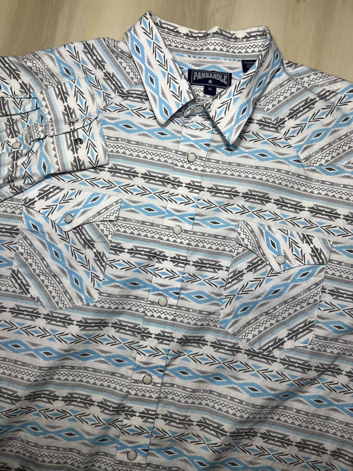 Panhandle Slim Panhandle Cowboy Western Shirt XL Pearl Snap Aztec Turquoise Size US XL / EU 56 / 4 - 1 Thumbnail
