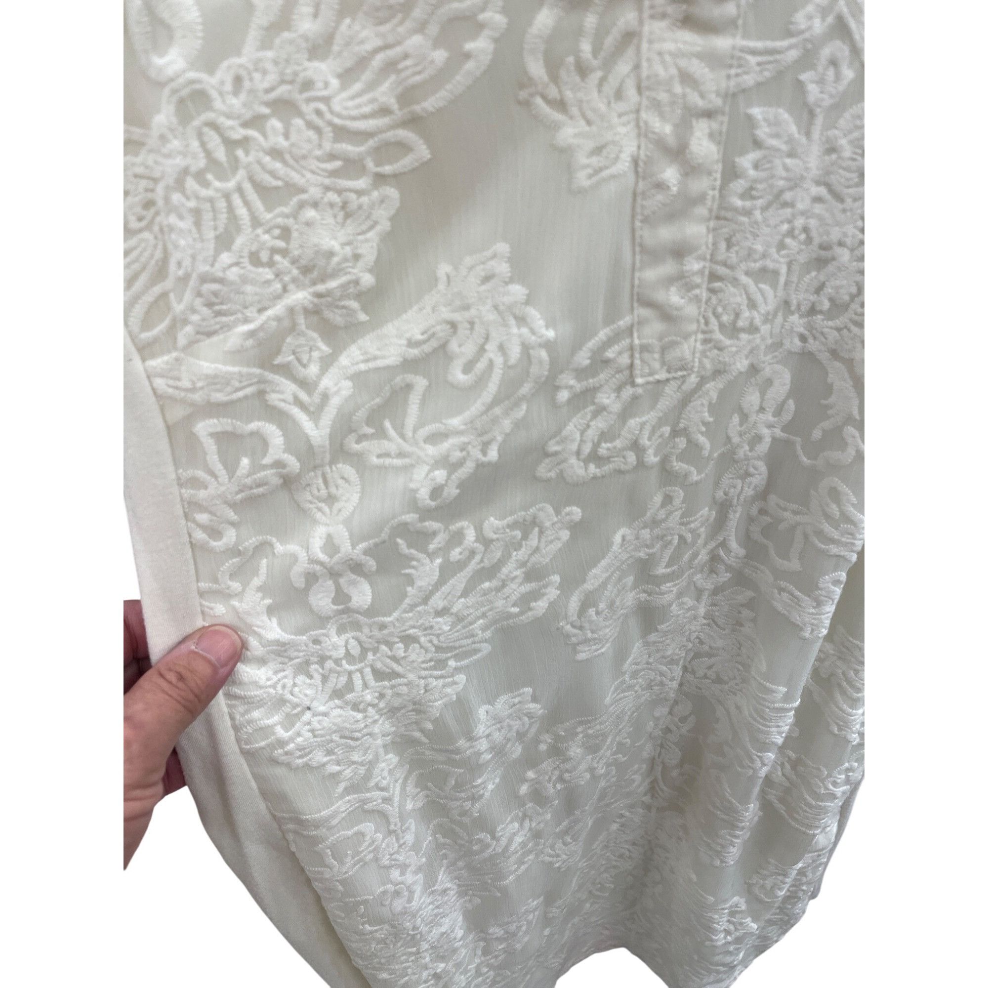 Other Cato Womens Beige Lace Embroidered Lined Midi Dress Size 14/ Size XL / US 12-14 / IT 48-50 - 3 Thumbnail