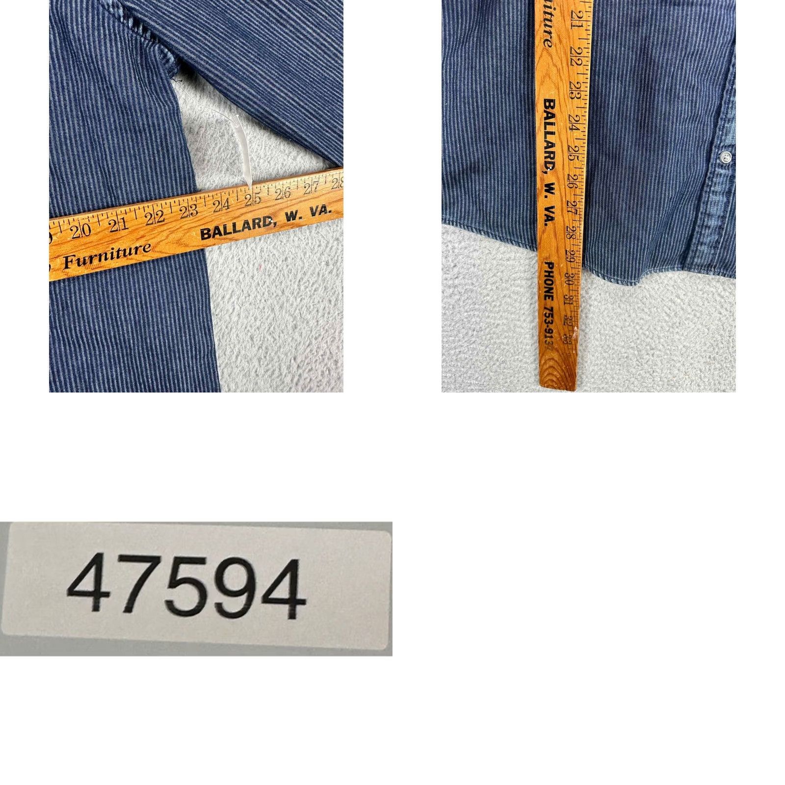 Express Express Shirt Mens XL 17-17.5 Blue Pencil Stripe Button-Down Long Sleeve Dress Shirt Size 46R - 8 Thumbnail