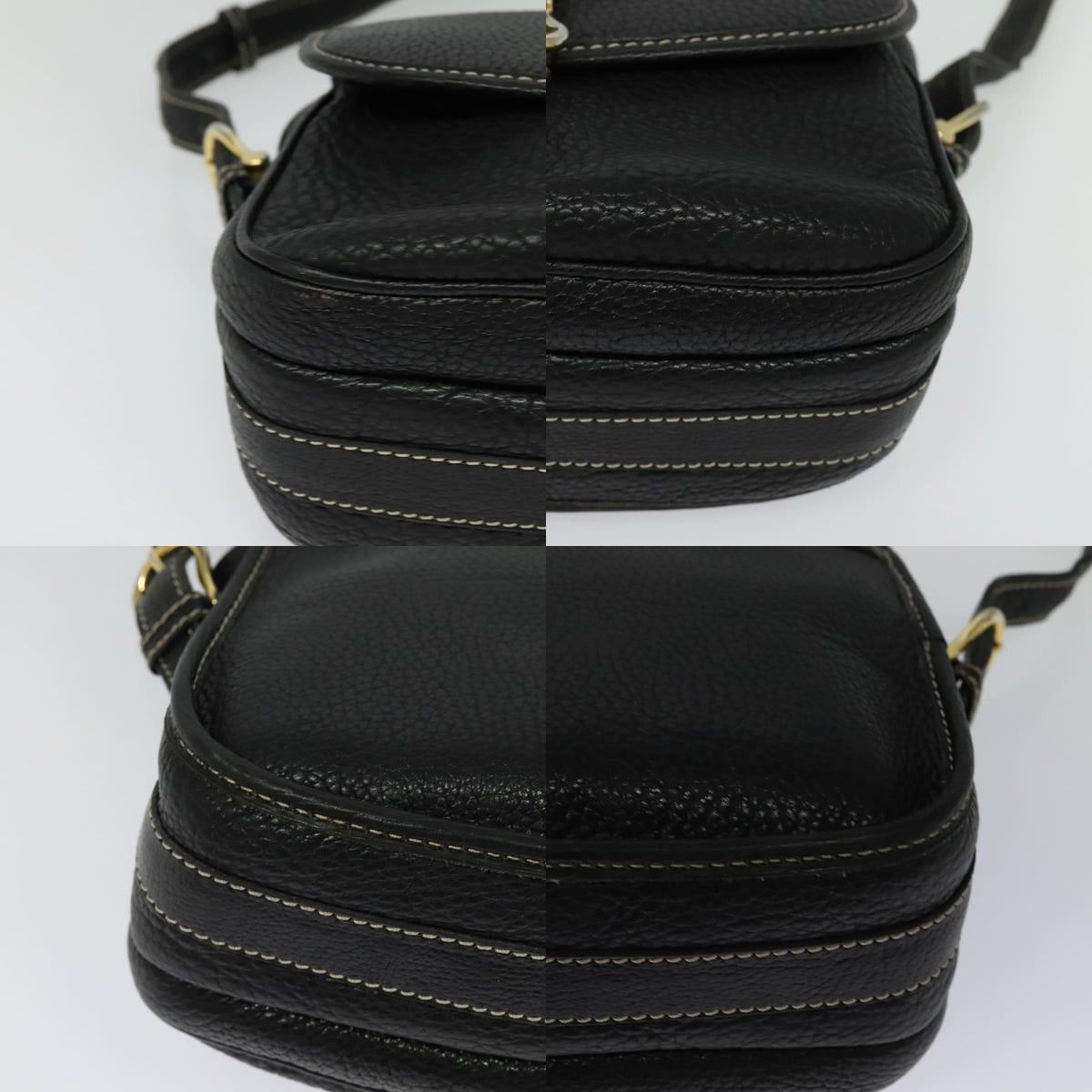 Celine CELINE Shoulder Bag Leather Black Gold Size ONE SIZE - 10 Thumbnail
