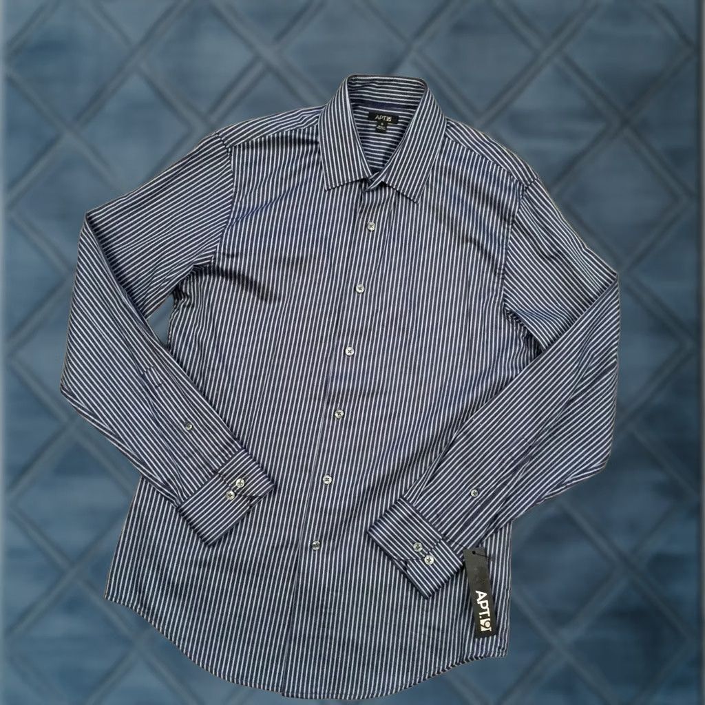 Apt. 9 Apt 9 Shirt Mens Small Blue Striped Long Sleeve Button Up New Size US S / EU 44-46 / 1 - 1 Thumbnail