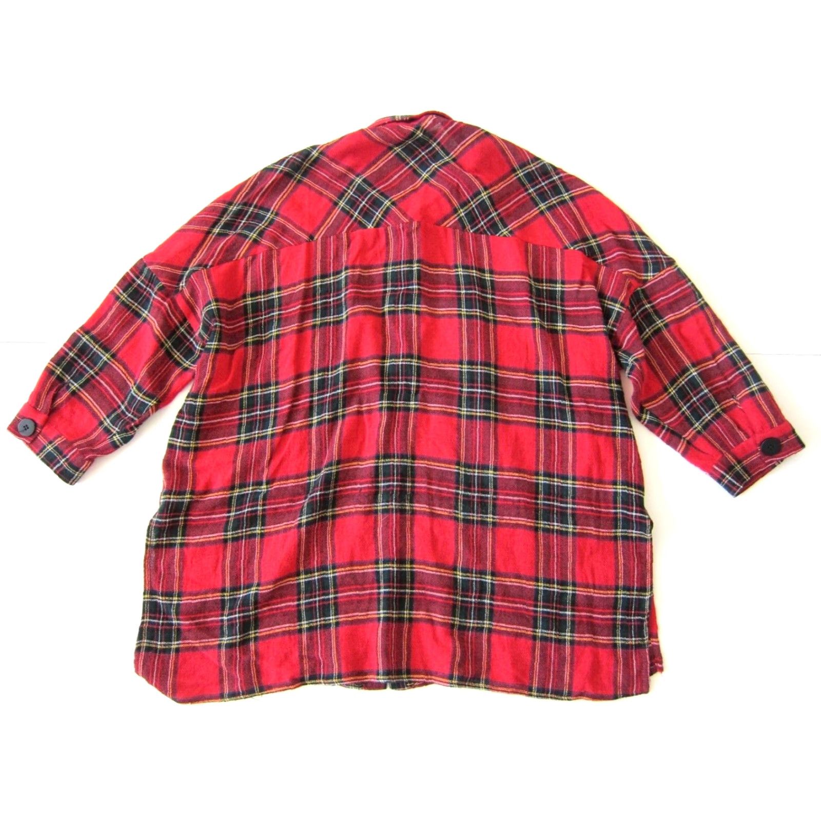 Zara Zara Basics Wool Blend Red Plaid Button Down 3/4 Sleeve Blouse M Womens Size M / US 6-8 / IT 42-44 - 2 Thumbnail