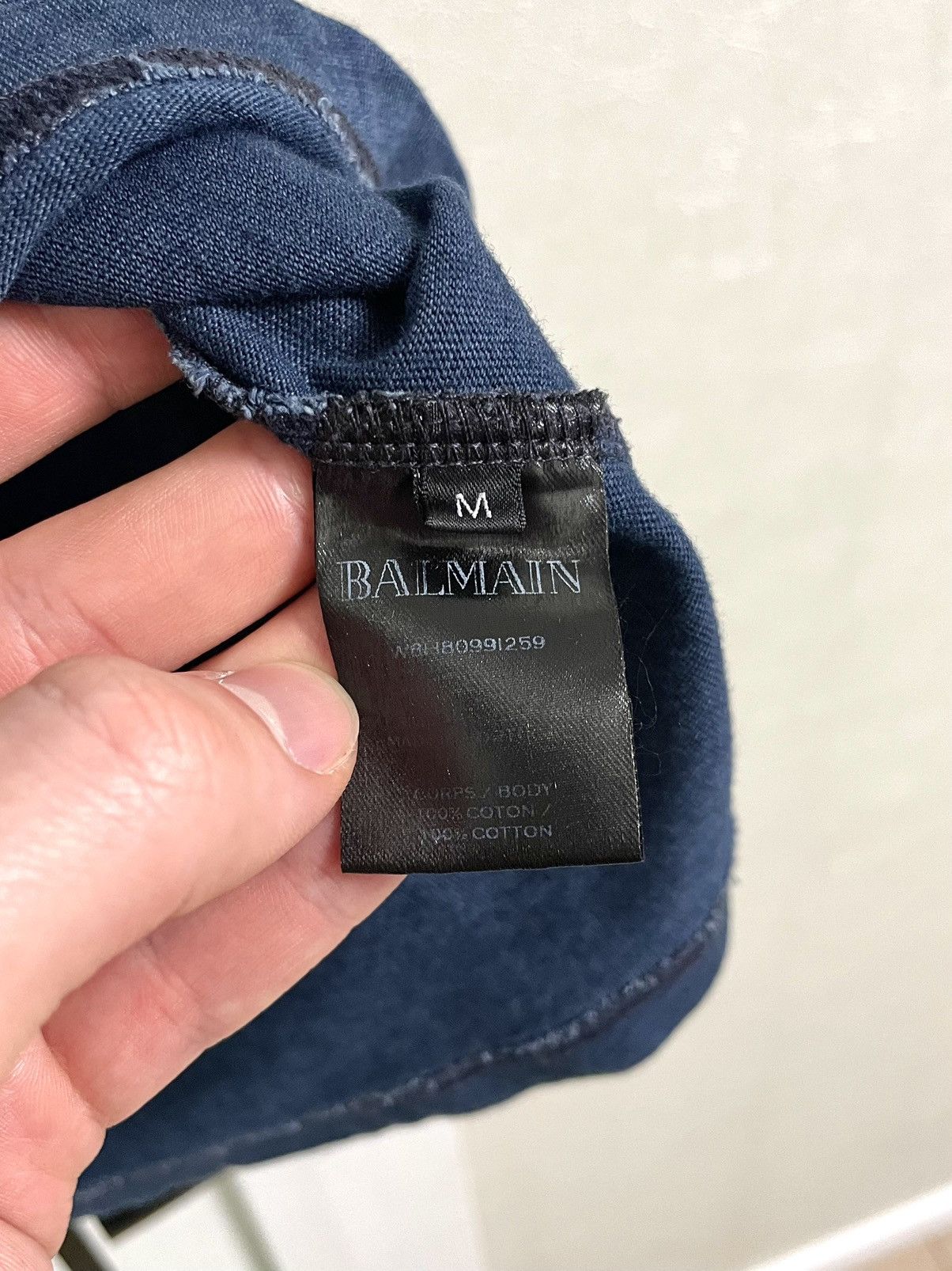 Balmain Balmain Velour Logo Hooded Long Sleeve T-Shirt Hoodie Size US M / EU 48-50 / 2 - 5 Thumbnail