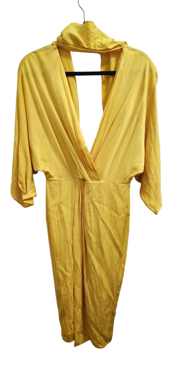 Diane von Furstenberg Diane von Furstenberg Yellow Draped 4 Silky Deep V Neck Size S / US 4 / IT 40 - 2 Thumbnail