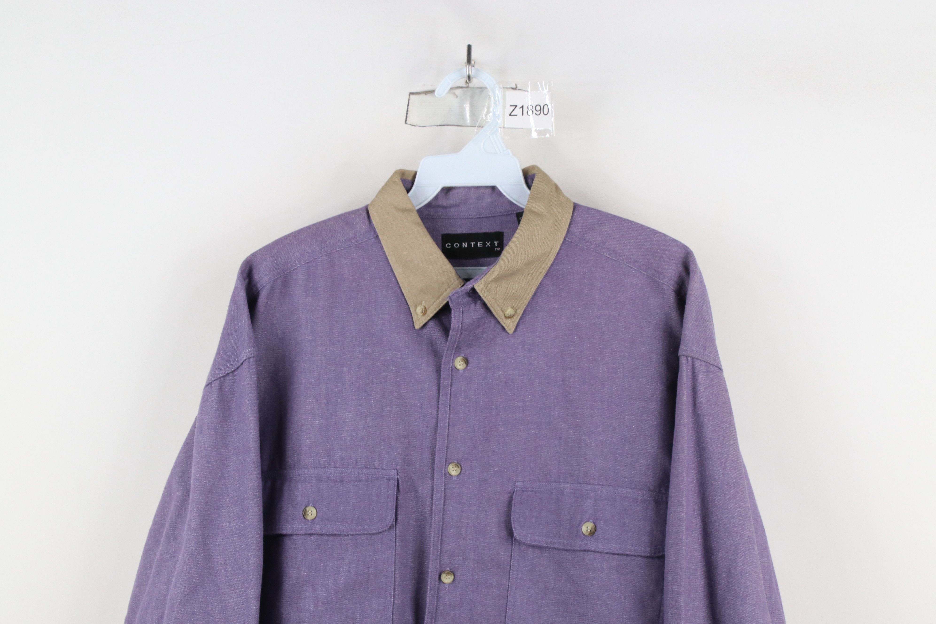 Vintage Vintage 90s Streetwear Big Pocket Chambray Button Down Shirt Size US M / EU 48-50 / 2 - 2 Thumbnail