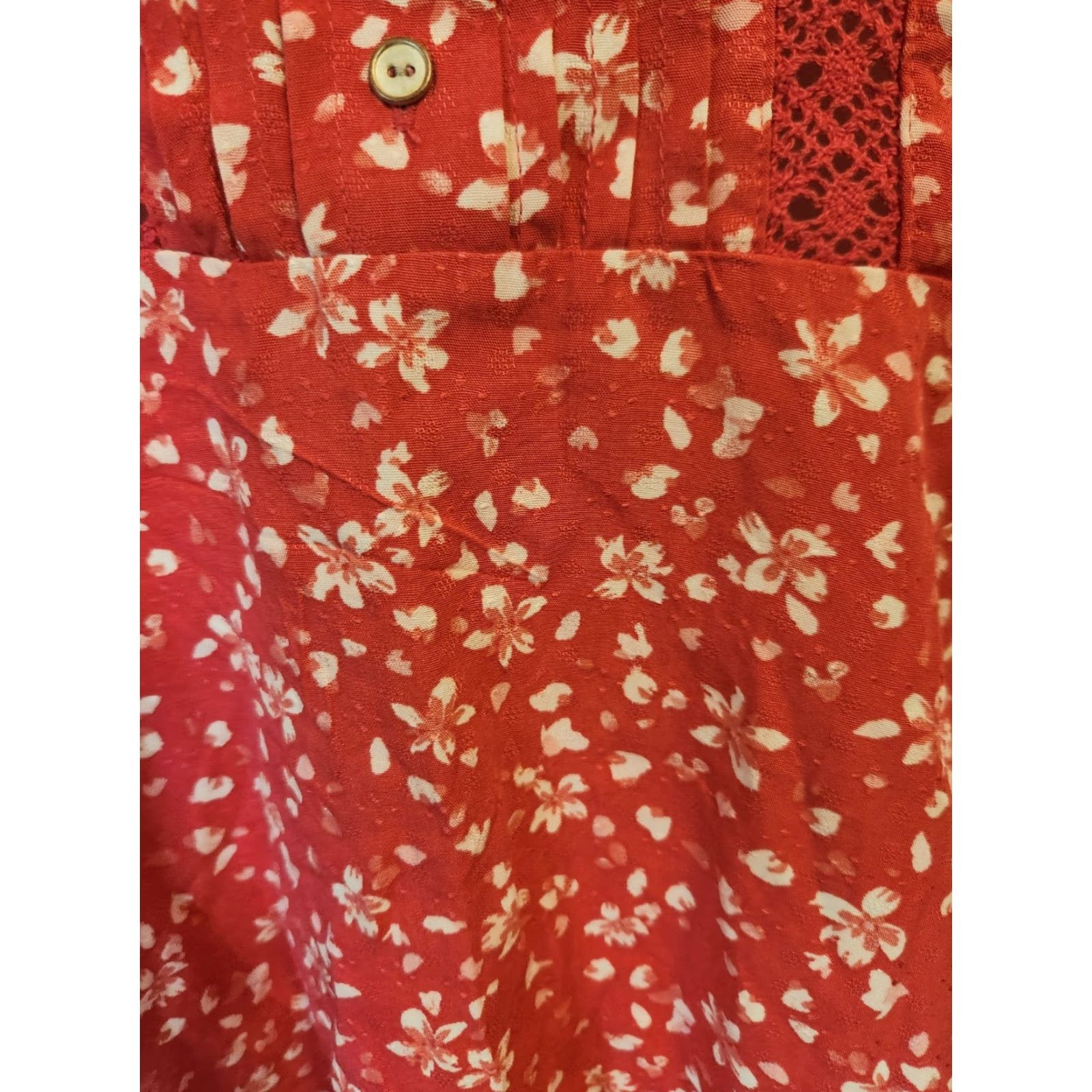 Vintage Falls Creek Dark Pink Floral Lace Swing Top 1X Blouse Womens Hippie Boho Lace Rayon Short Sleeve Round Neck NWT Size XL / US 12-14 / IT 48-50 - 4 Thumbnail