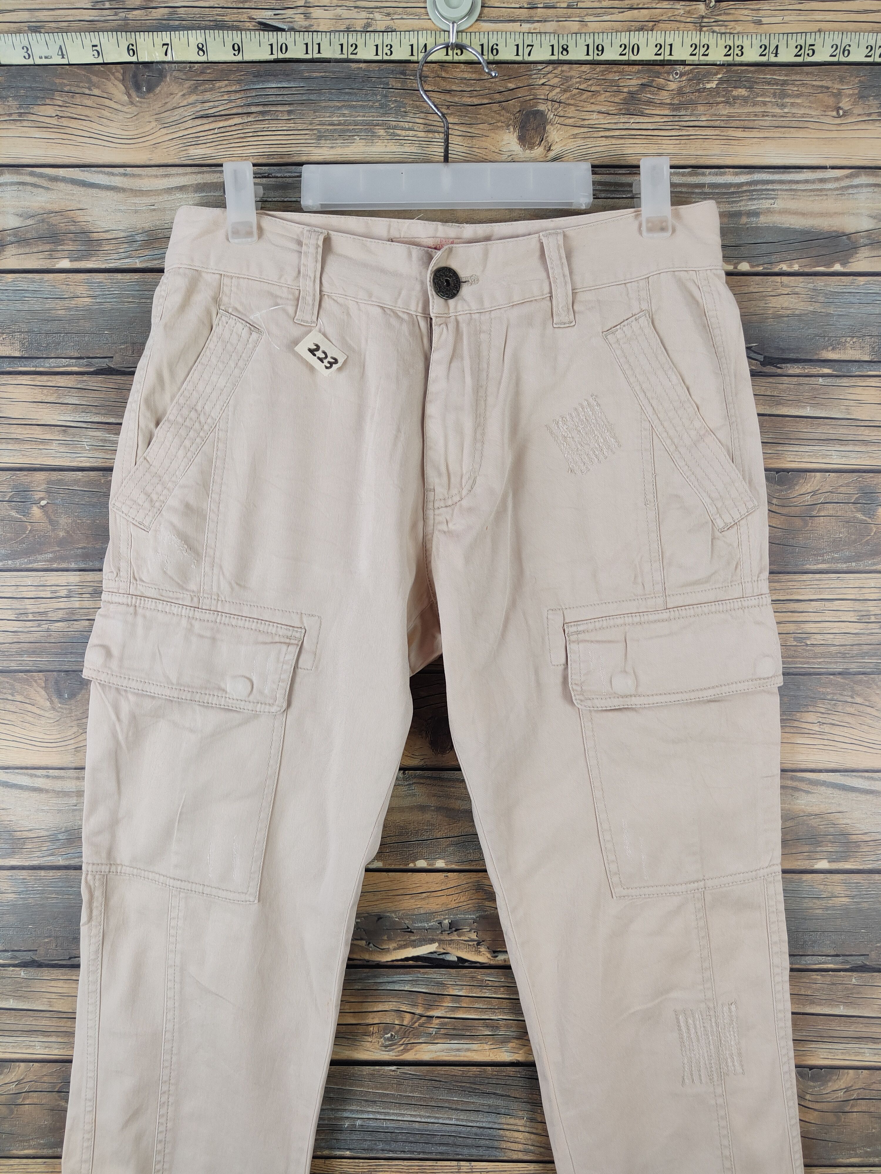Japanese Brand DLL Buckaroo Peach Multipocket Skinny Cargo Pants #223 Size US 31 - 2 Thumbnail