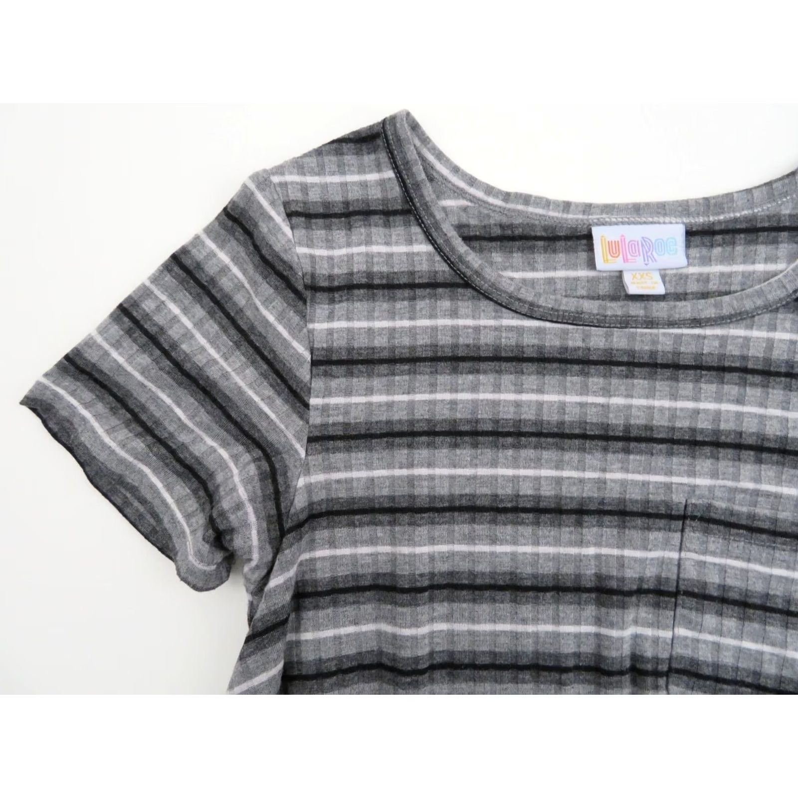 Vintage LuLaRoe Carly Dress 2XS Striped Gray White High Low Swing Dress Women Size XXS / US 00 / IT 34 - 5 Thumbnail
