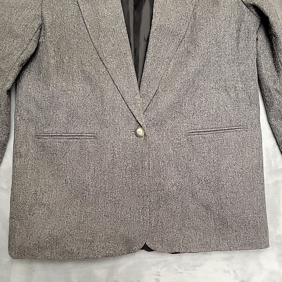 Vintage Harris Wallace Womens Blazer 12 Gray Classic Wool Blend Jacket Size XL / US 12-14 / IT 48-50 - 2 Thumbnail