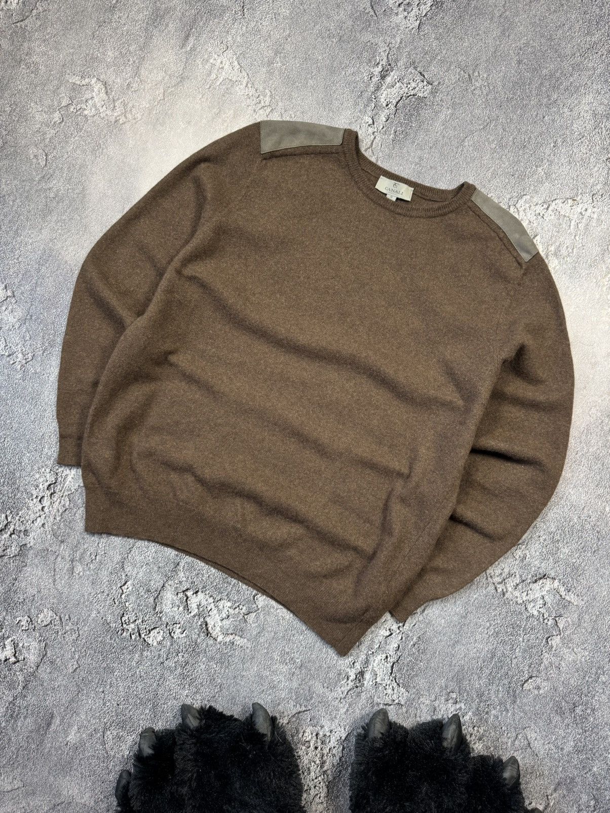 Canali CANALI Virgin Wool & Leather Sweater — Made in Italy Size US L / EU 52-54 / 3 - 1 Thumbnail